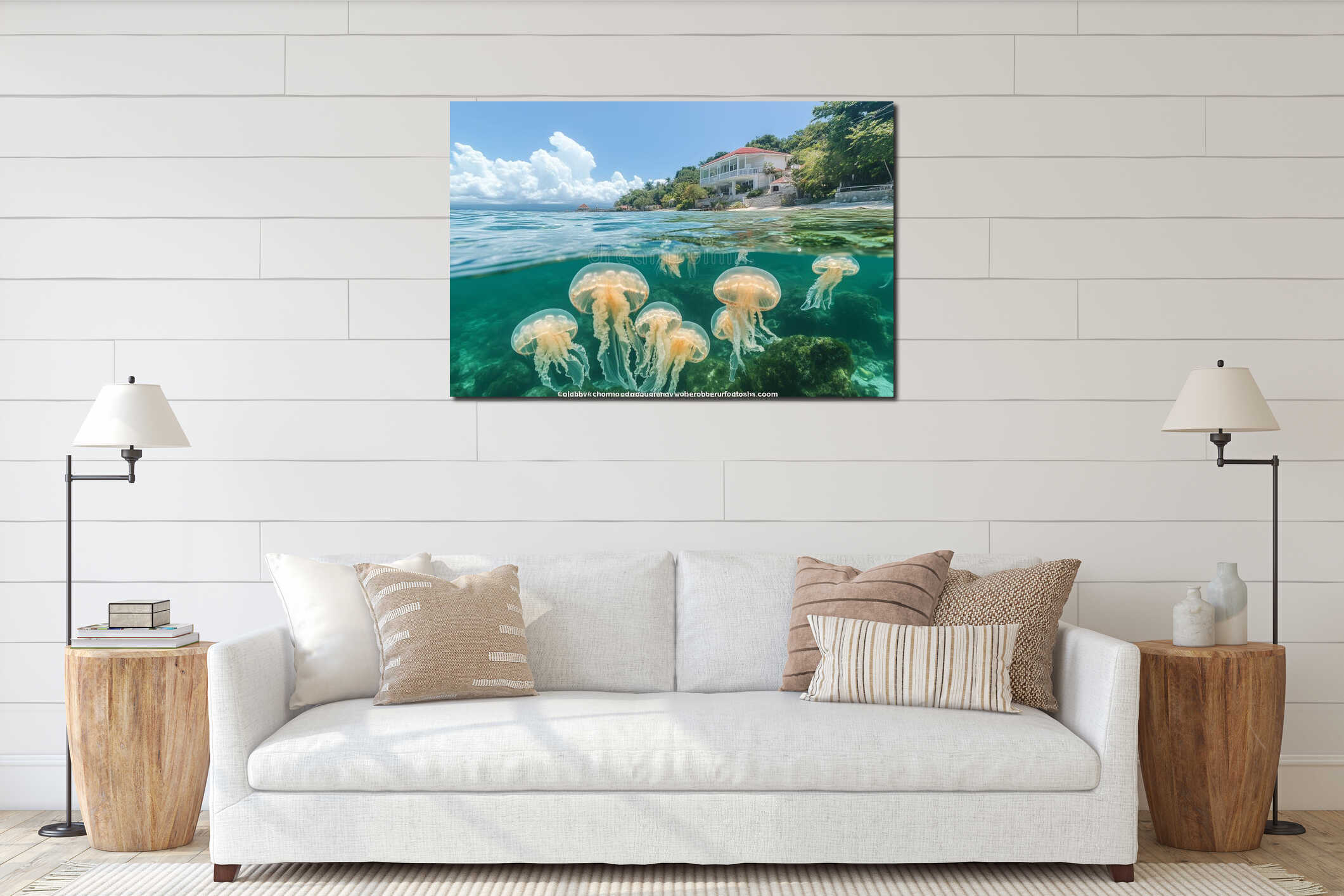 Canvas hanging interior mockup