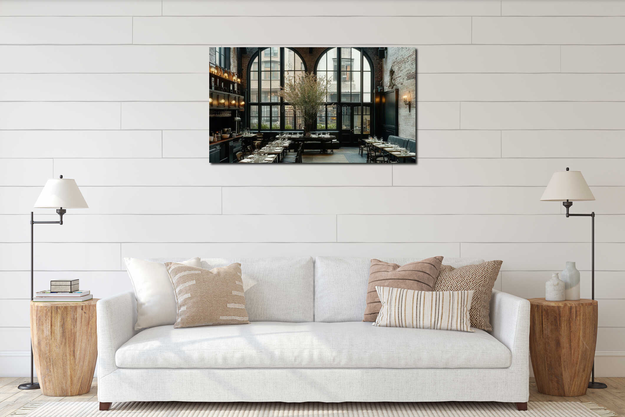 Canvas hanging interior mockup