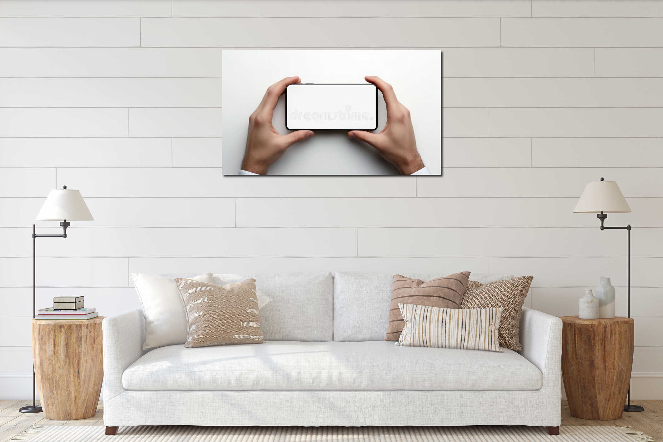 Canvas hanging interior mockup