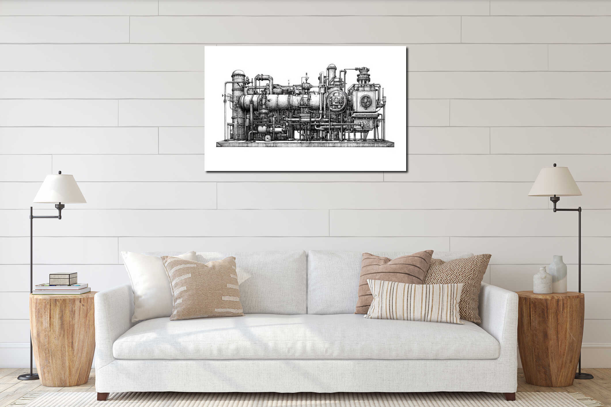 Canvas hanging interior mockup