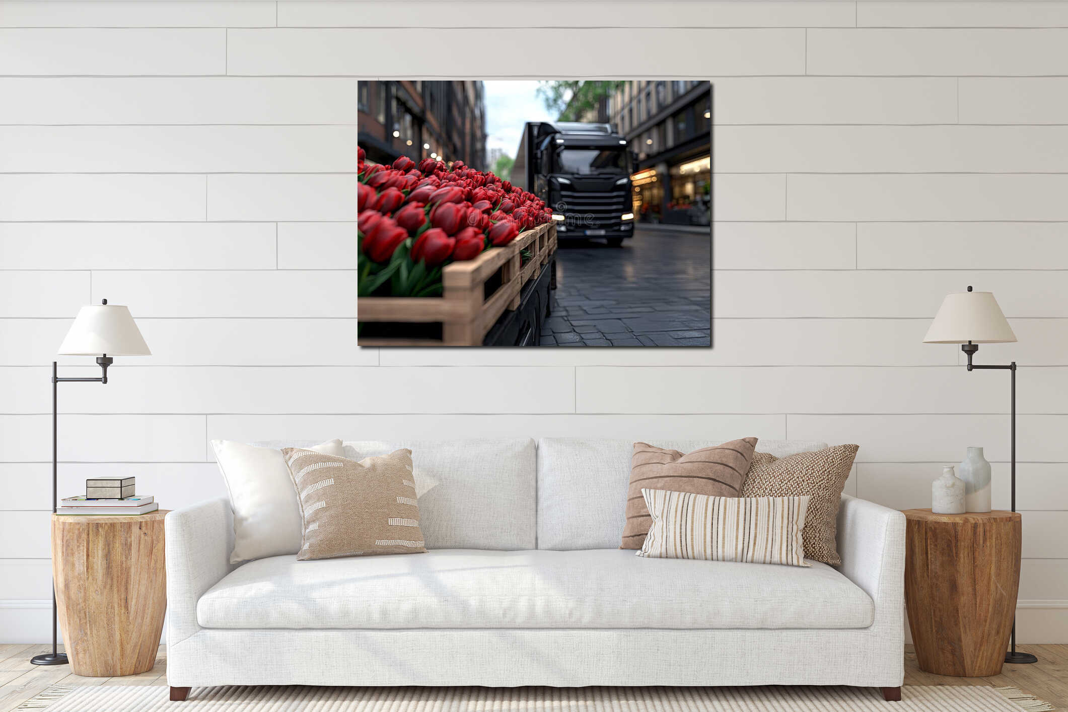 Canvas hanging interior mockup