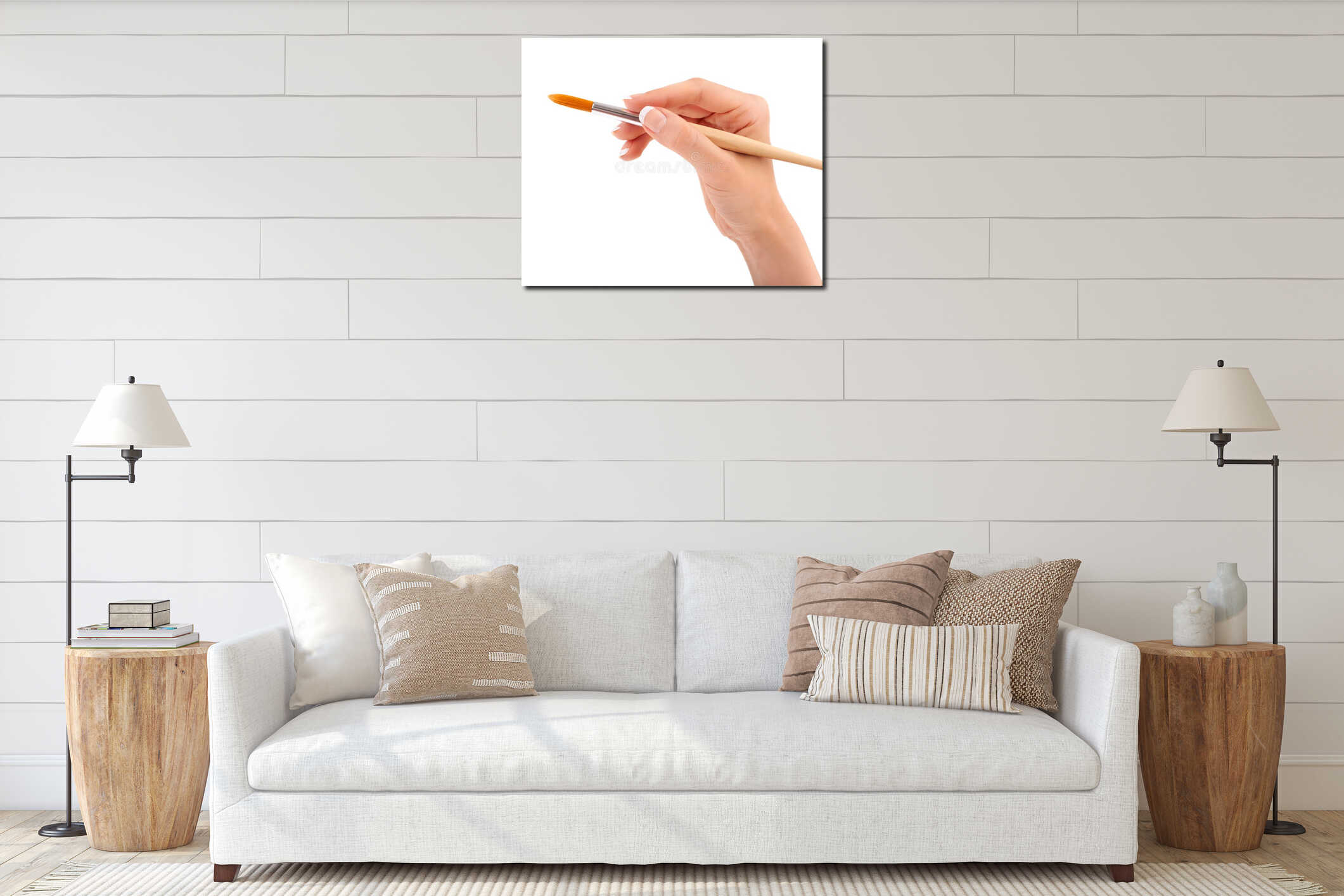 Canvas hanging interior mockup