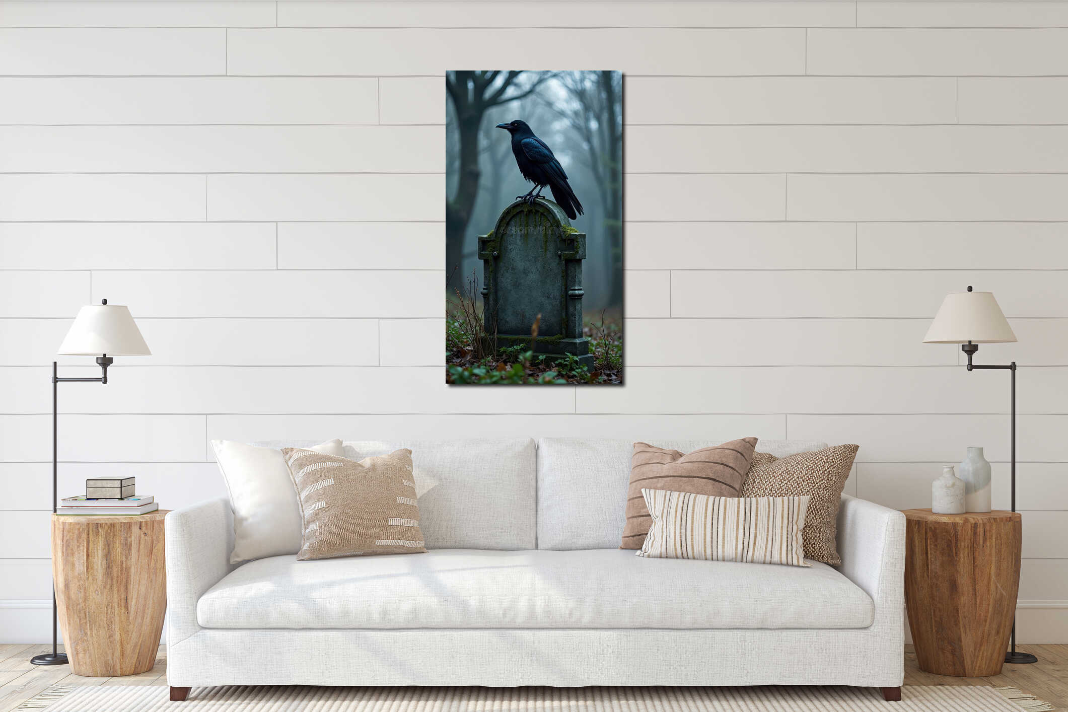 Canvas hanging interior mockup
