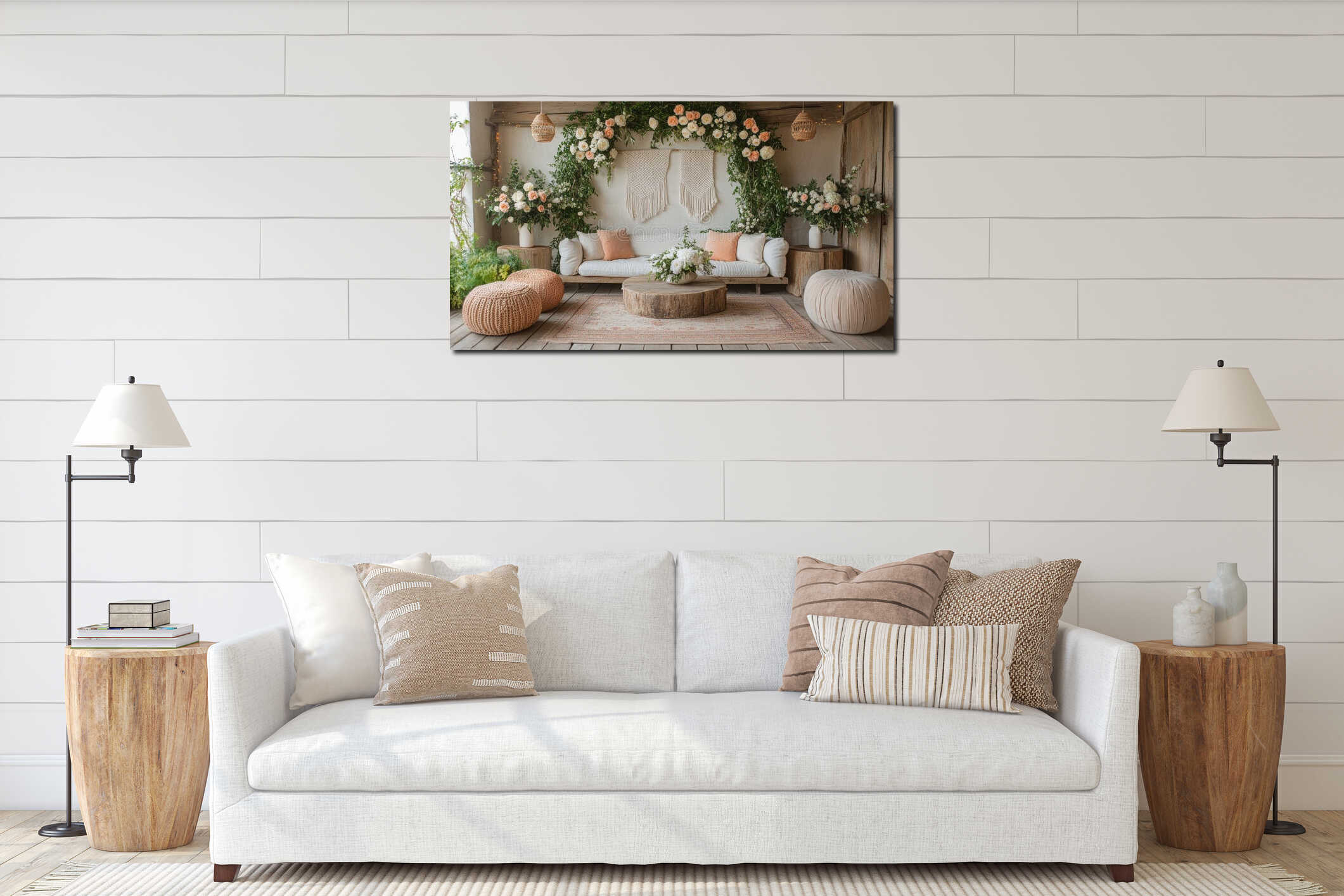 Canvas hanging interior mockup