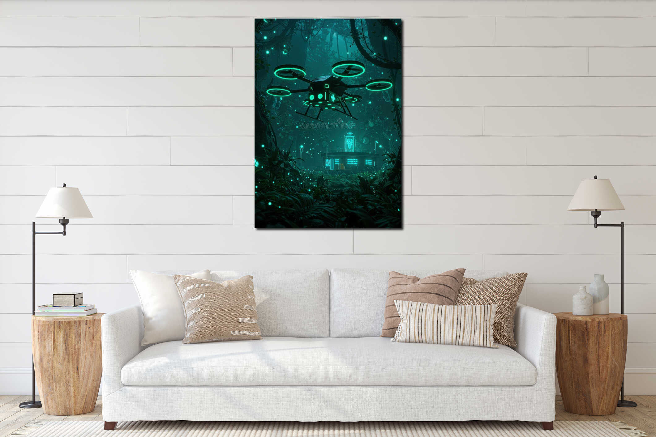 Canvas hanging interior mockup