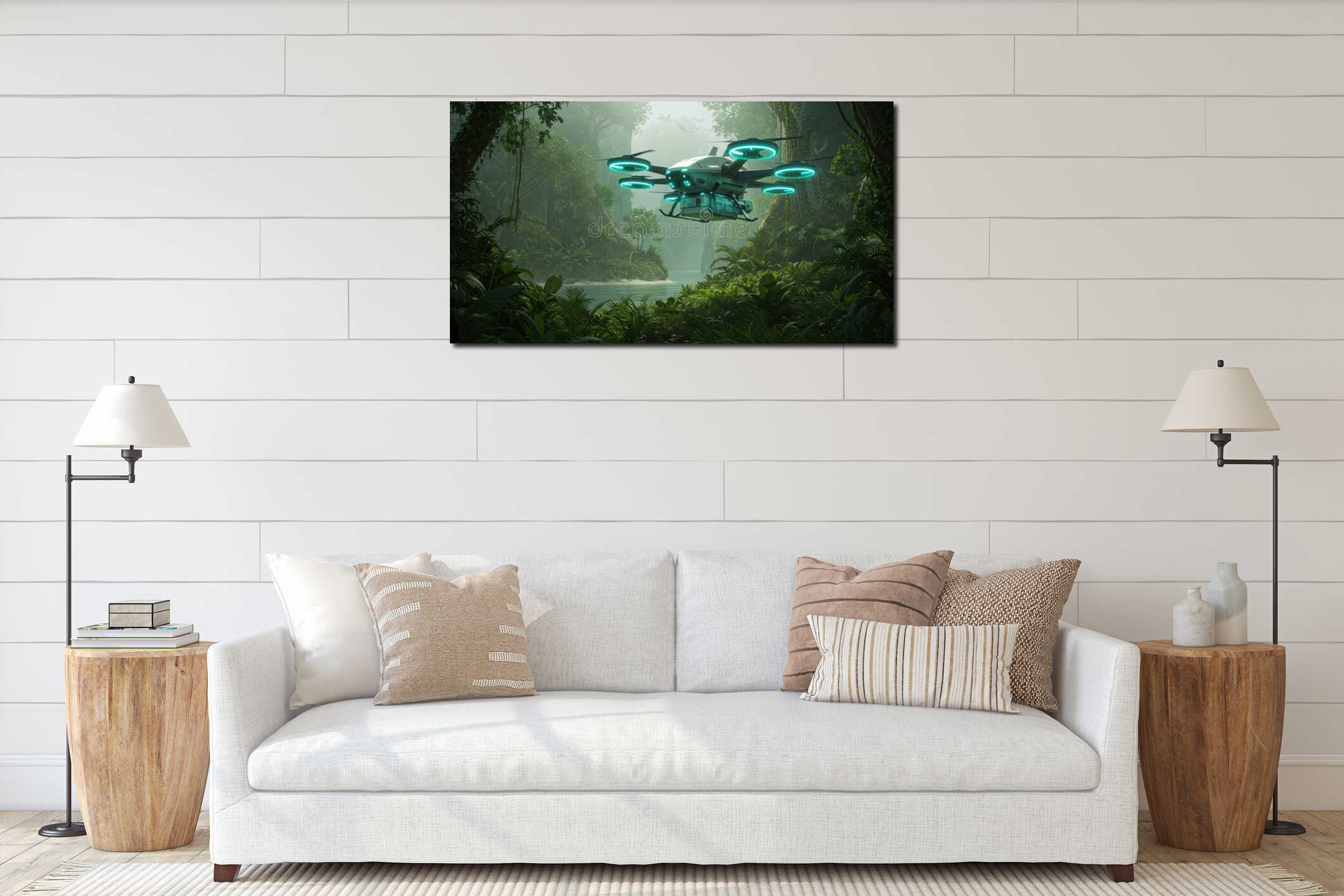 Canvas hanging interior mockup