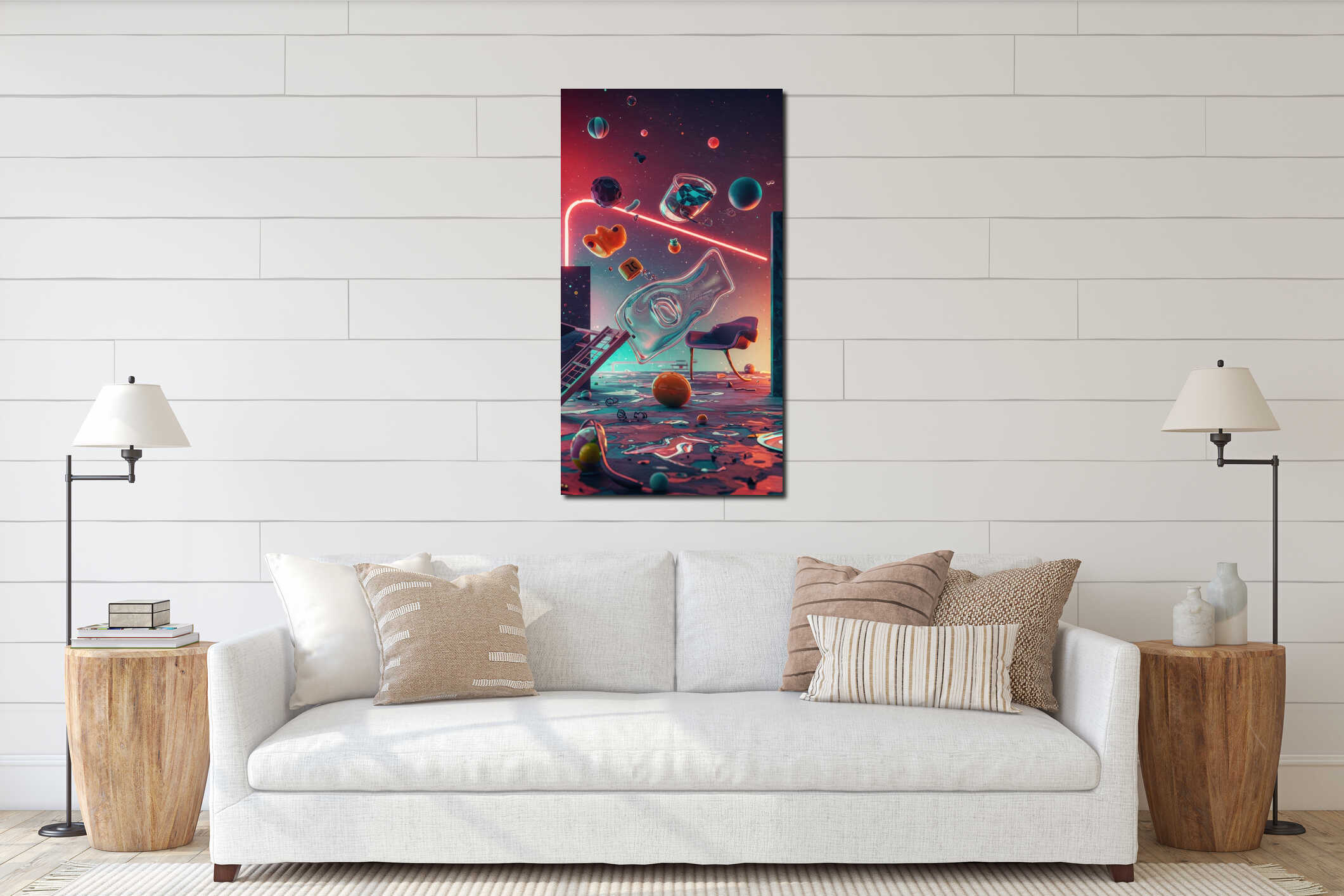 Canvas hanging interior mockup