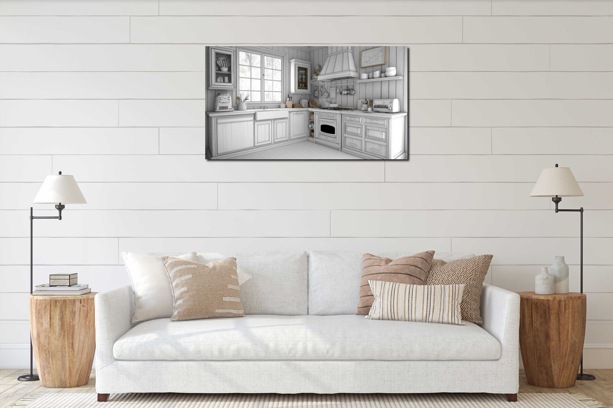 Canvas hanging interior mockup
