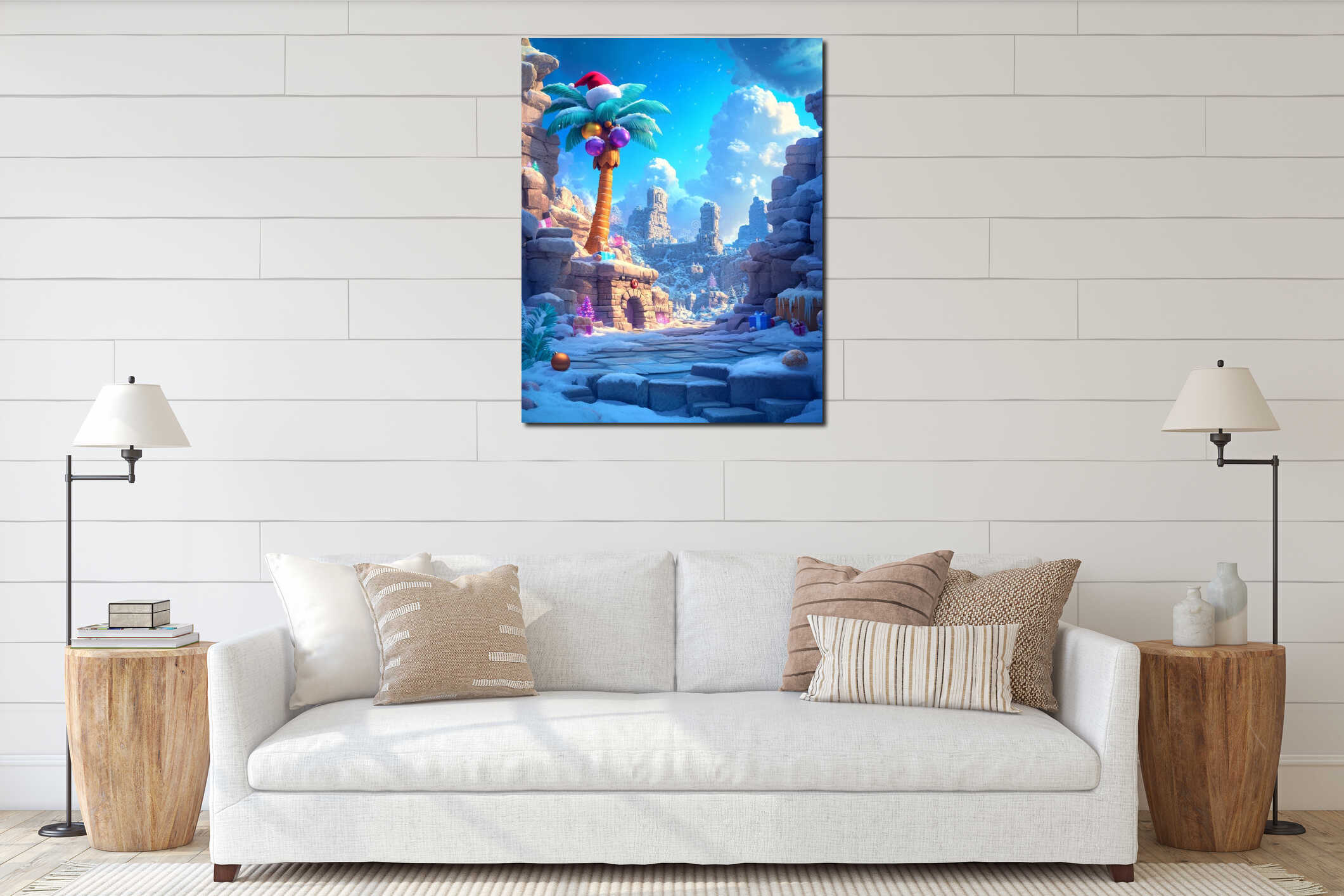 Canvas hanging interior mockup