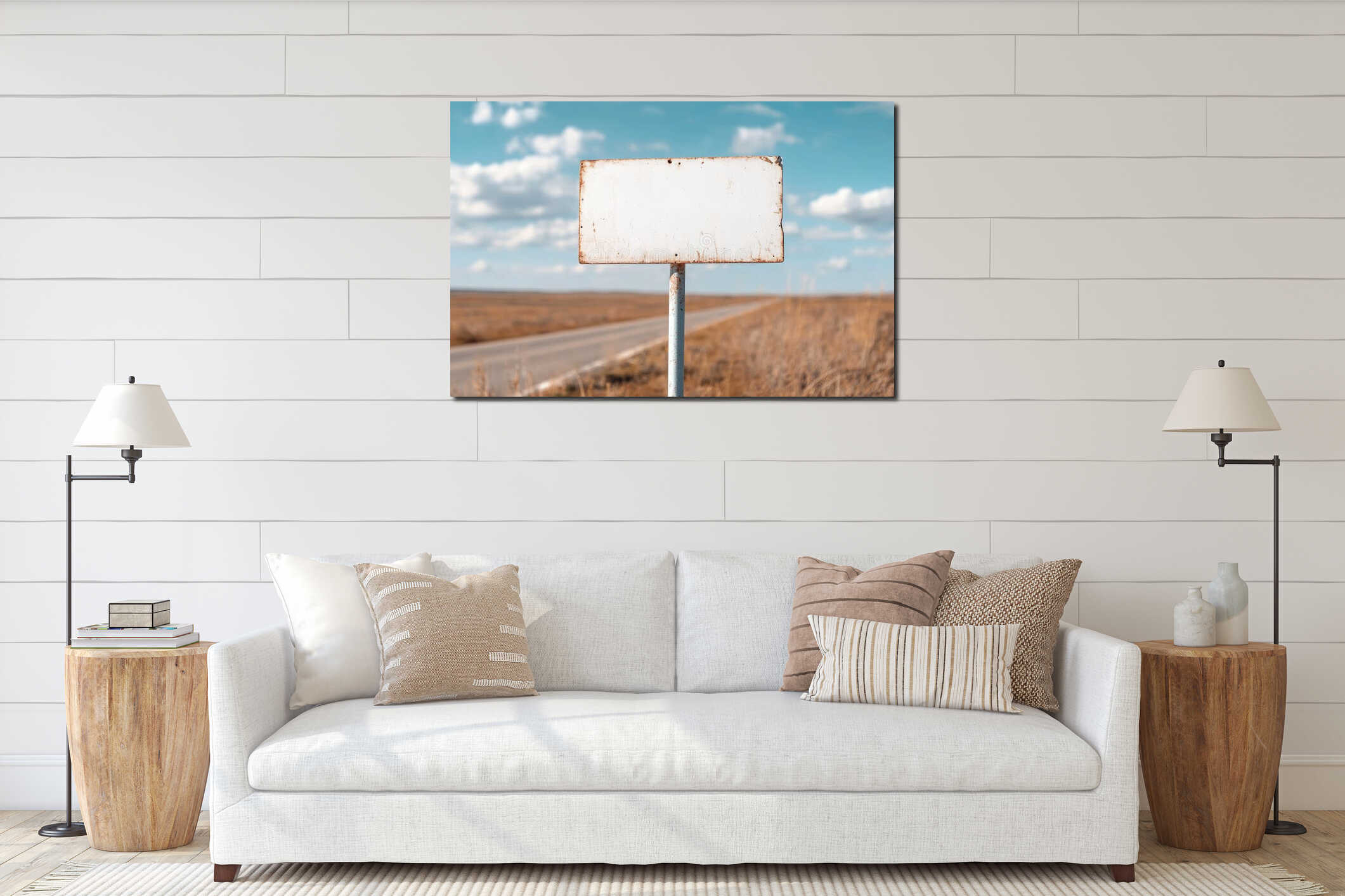 Canvas hanging interior mockup