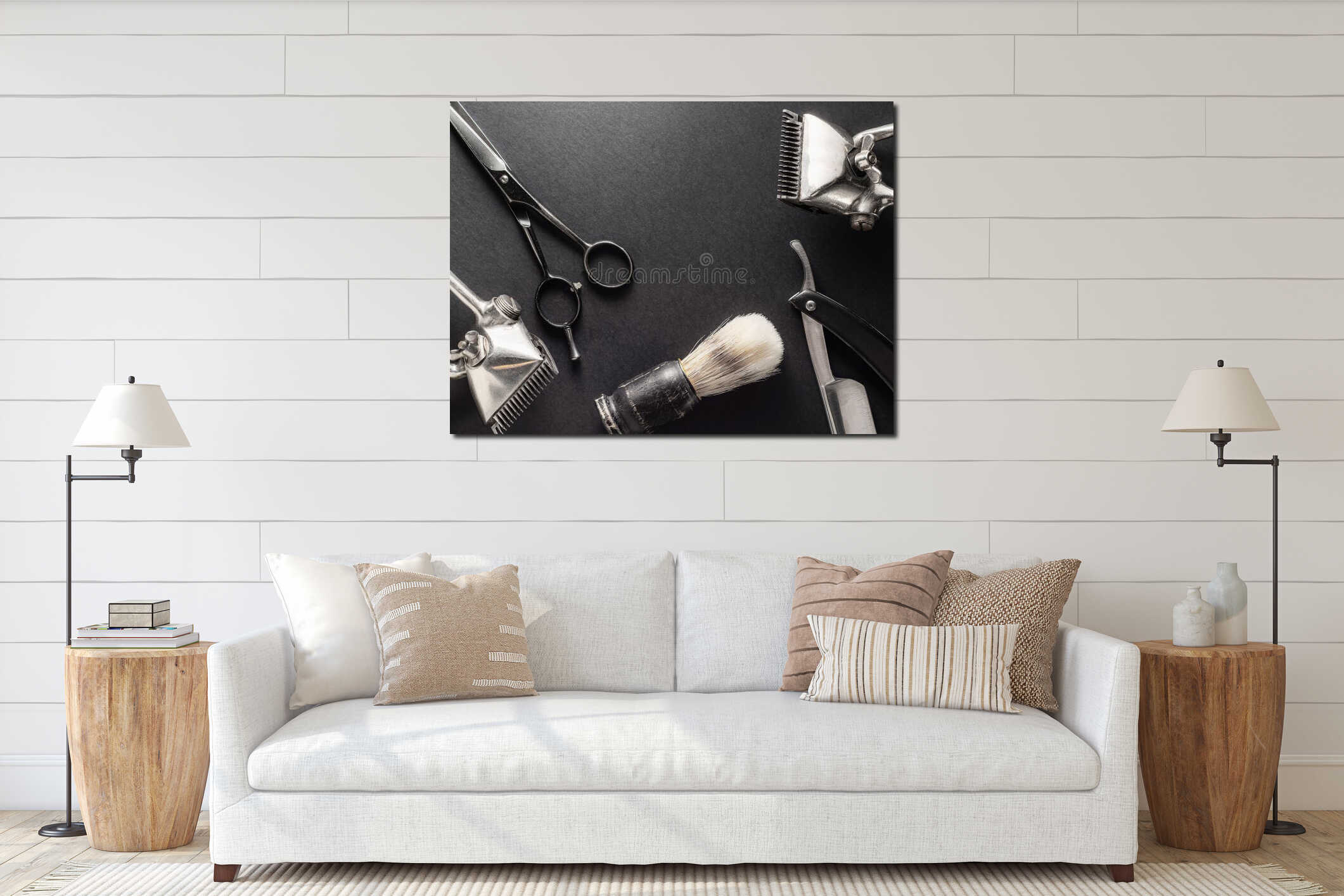 Canvas hanging interior mockup