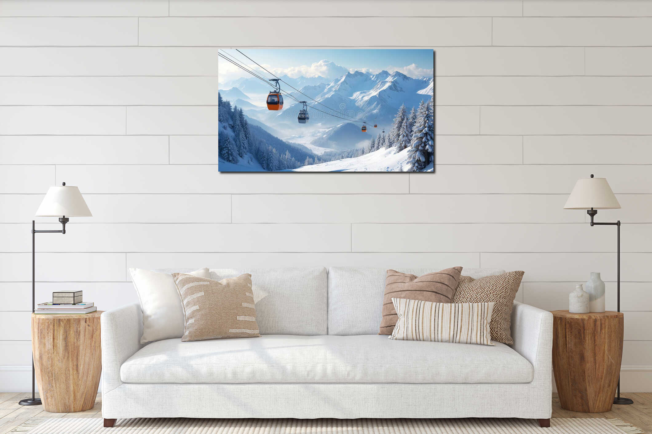 Canvas hanging interior mockup