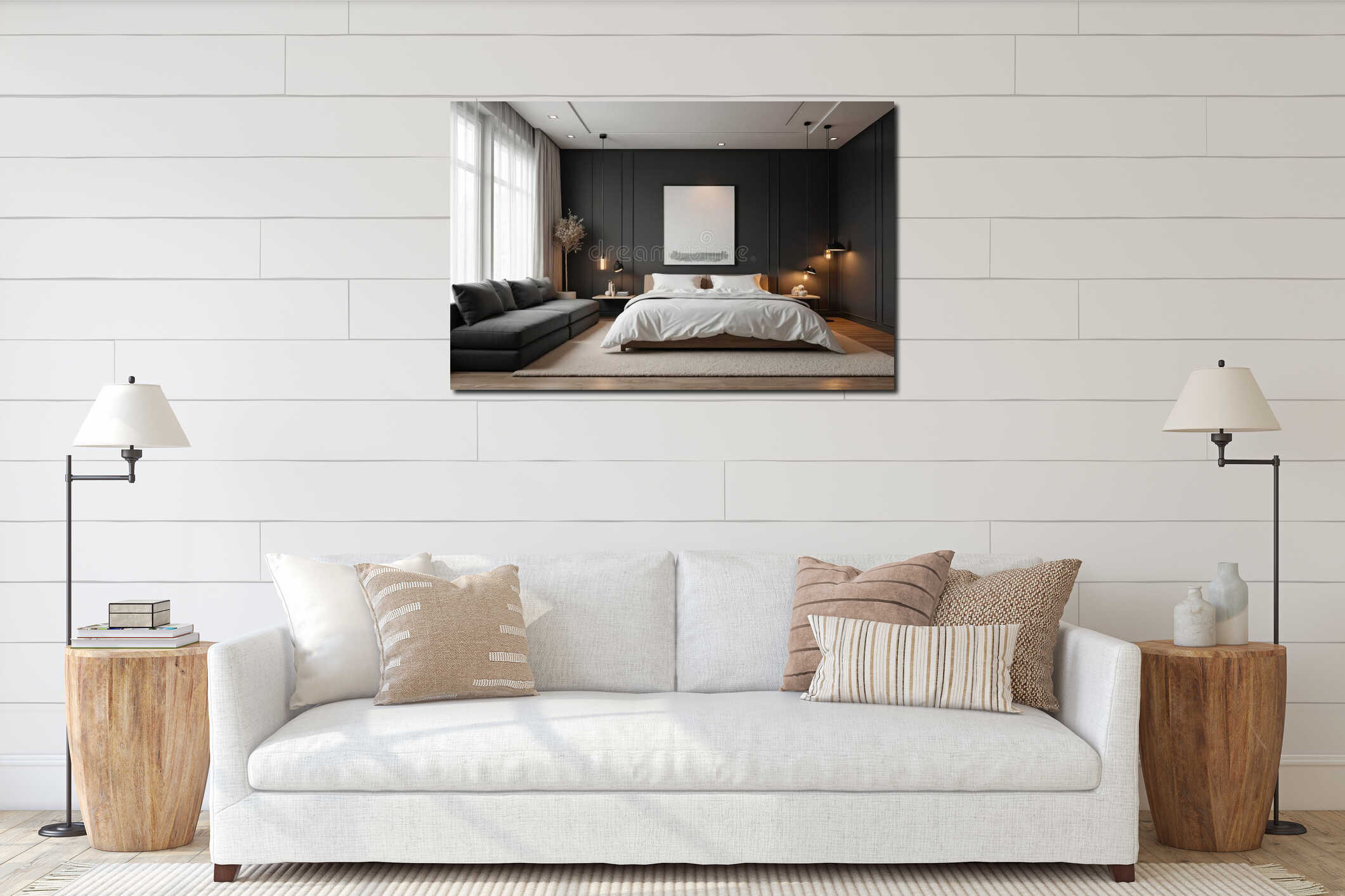 Canvas hanging interior mockup