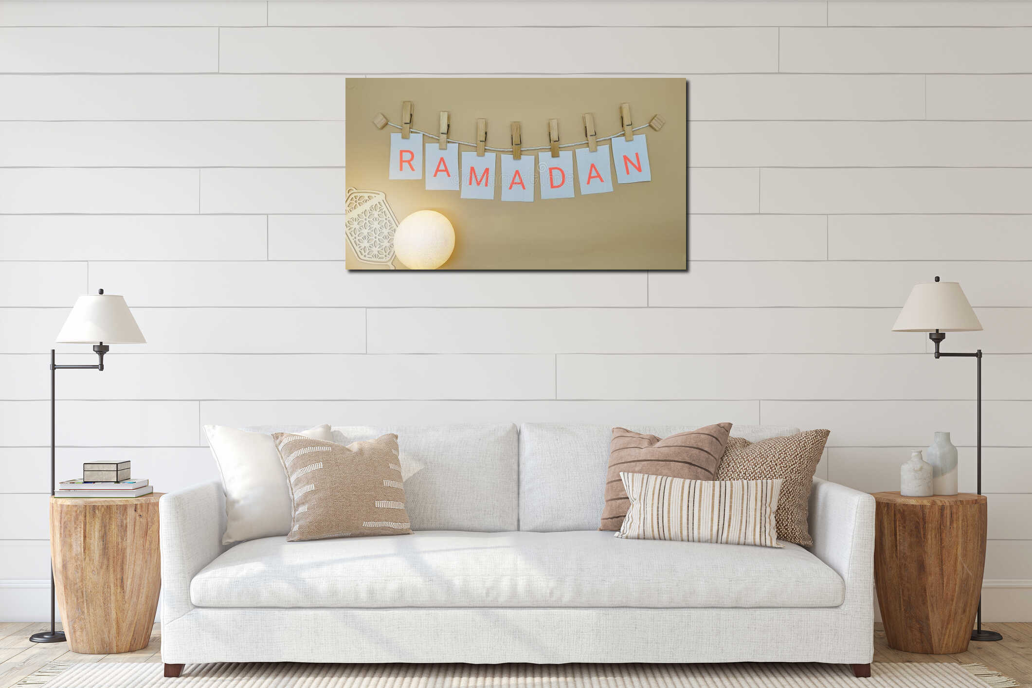 Canvas hanging interior mockup