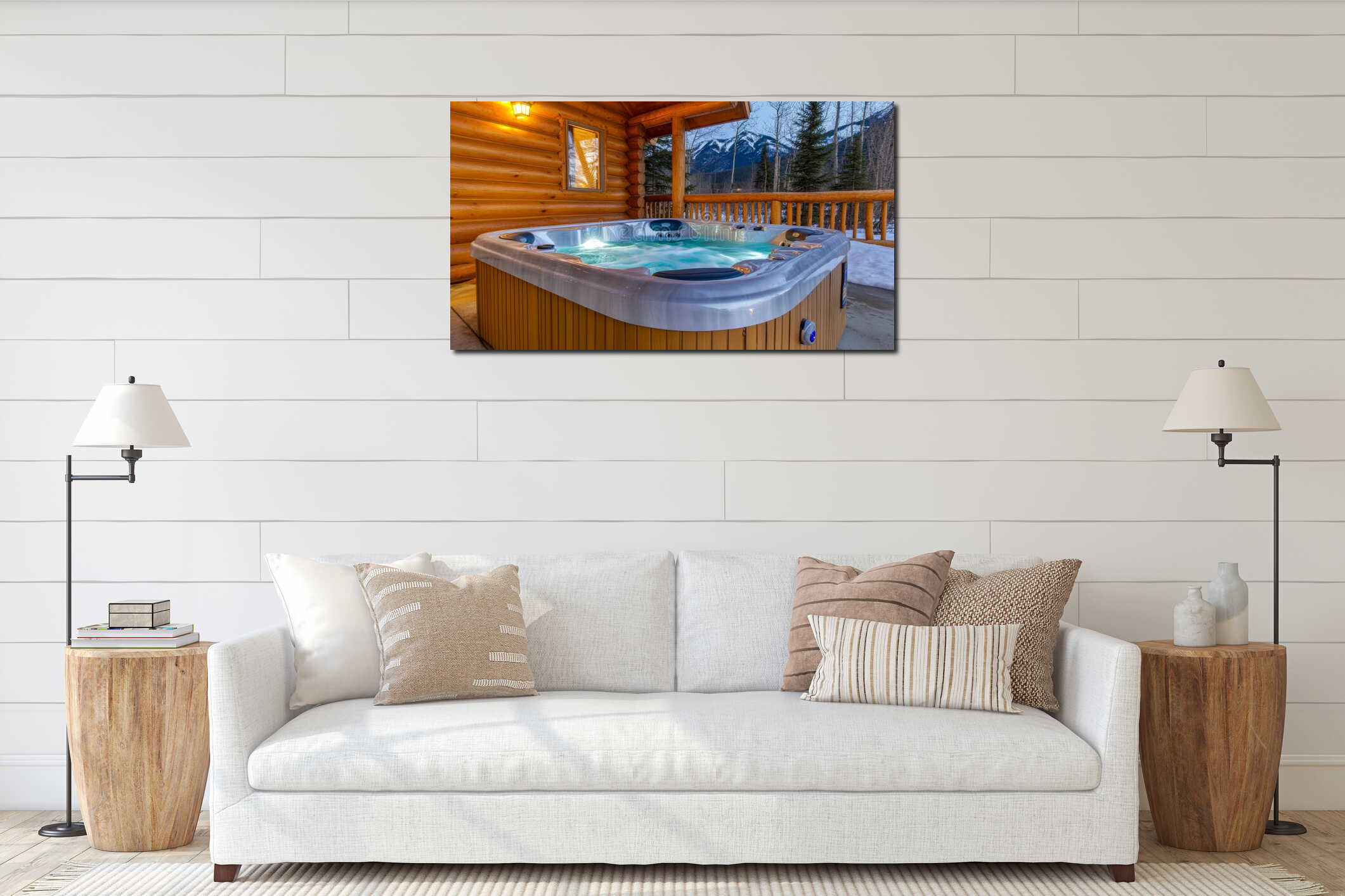 Canvas hanging interior mockup