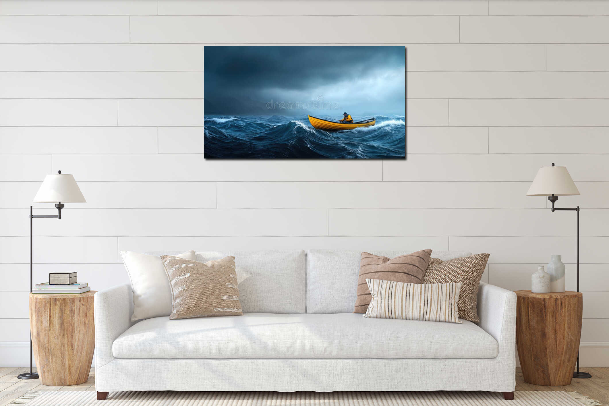 Canvas hanging interior mockup