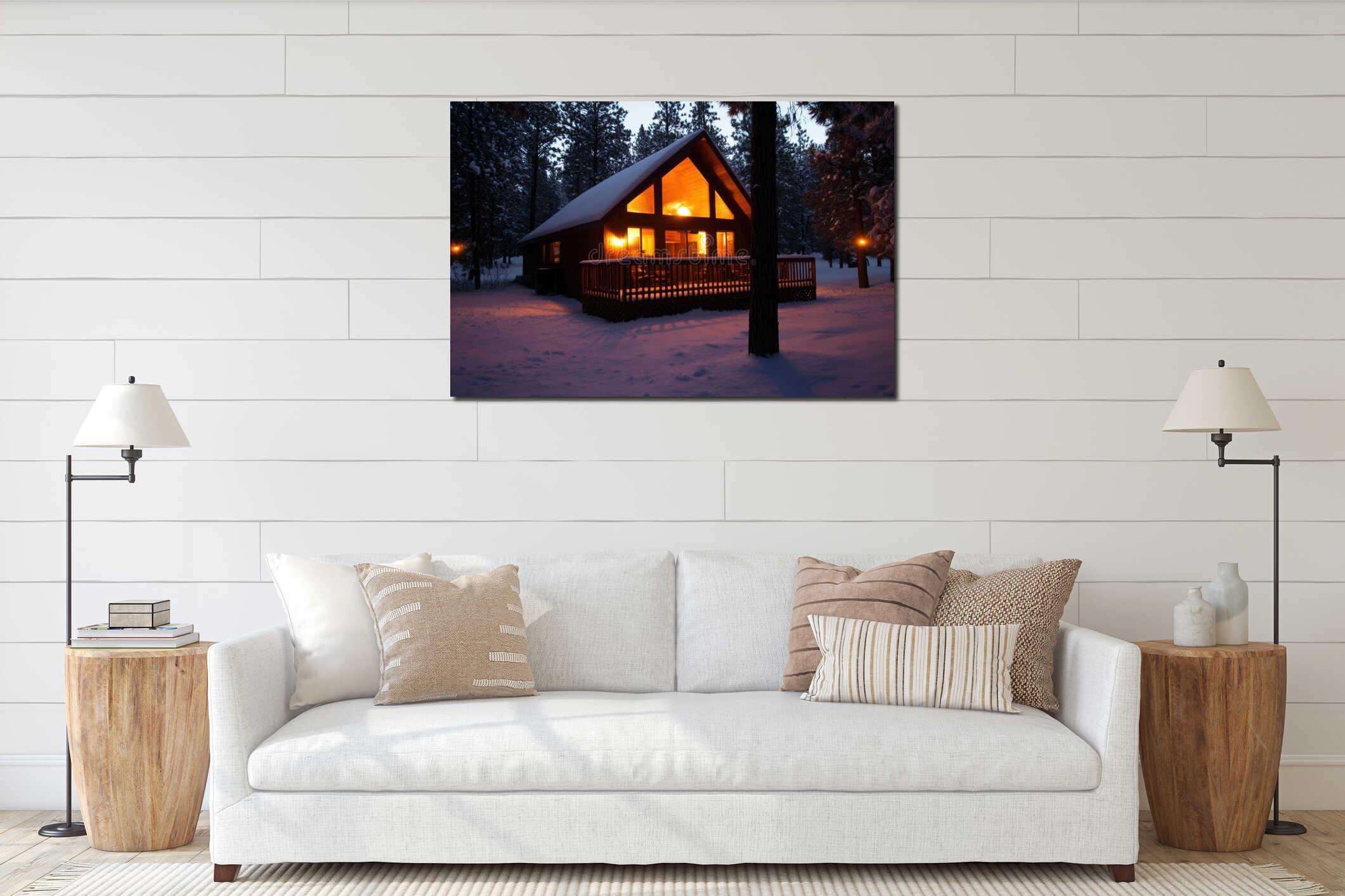 Canvas hanging interior mockup