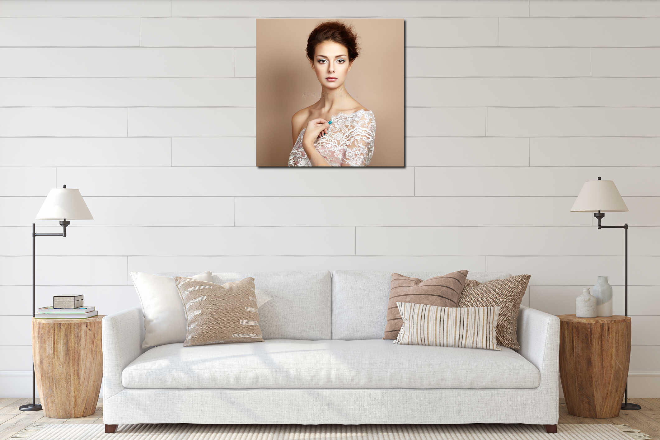 Canvas hanging interior mockup