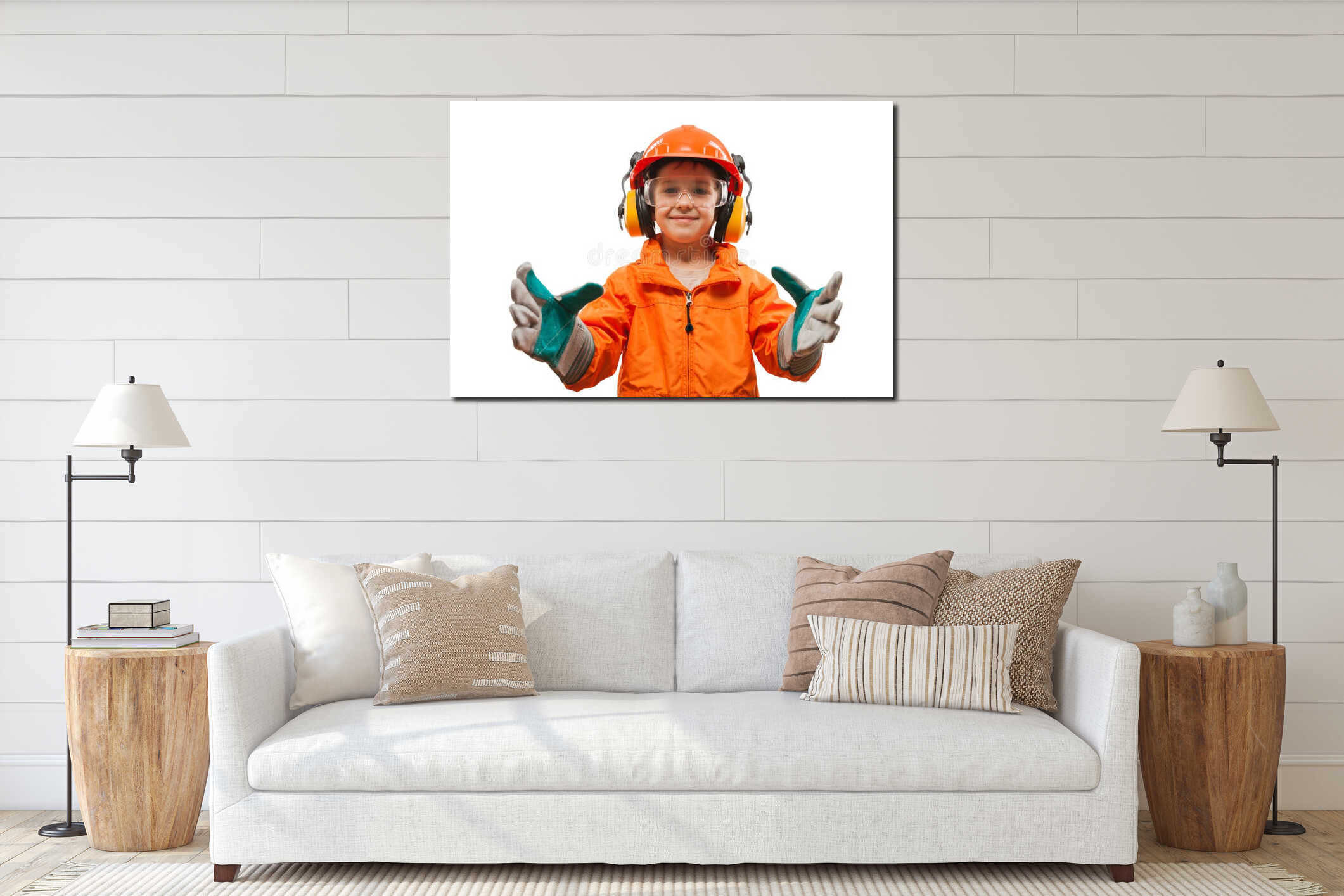 Canvas hanging interior mockup
