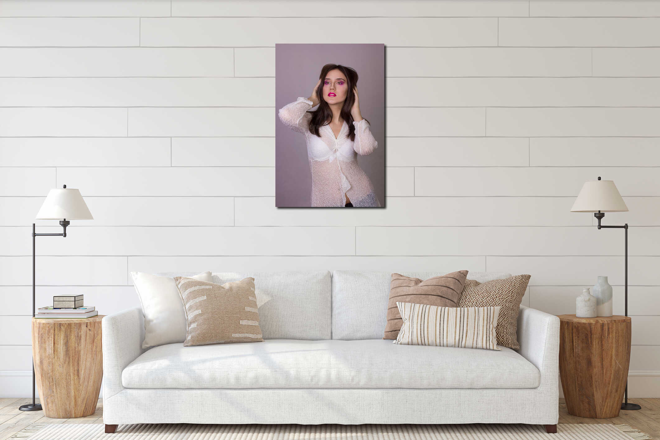 Canvas hanging interior mockup