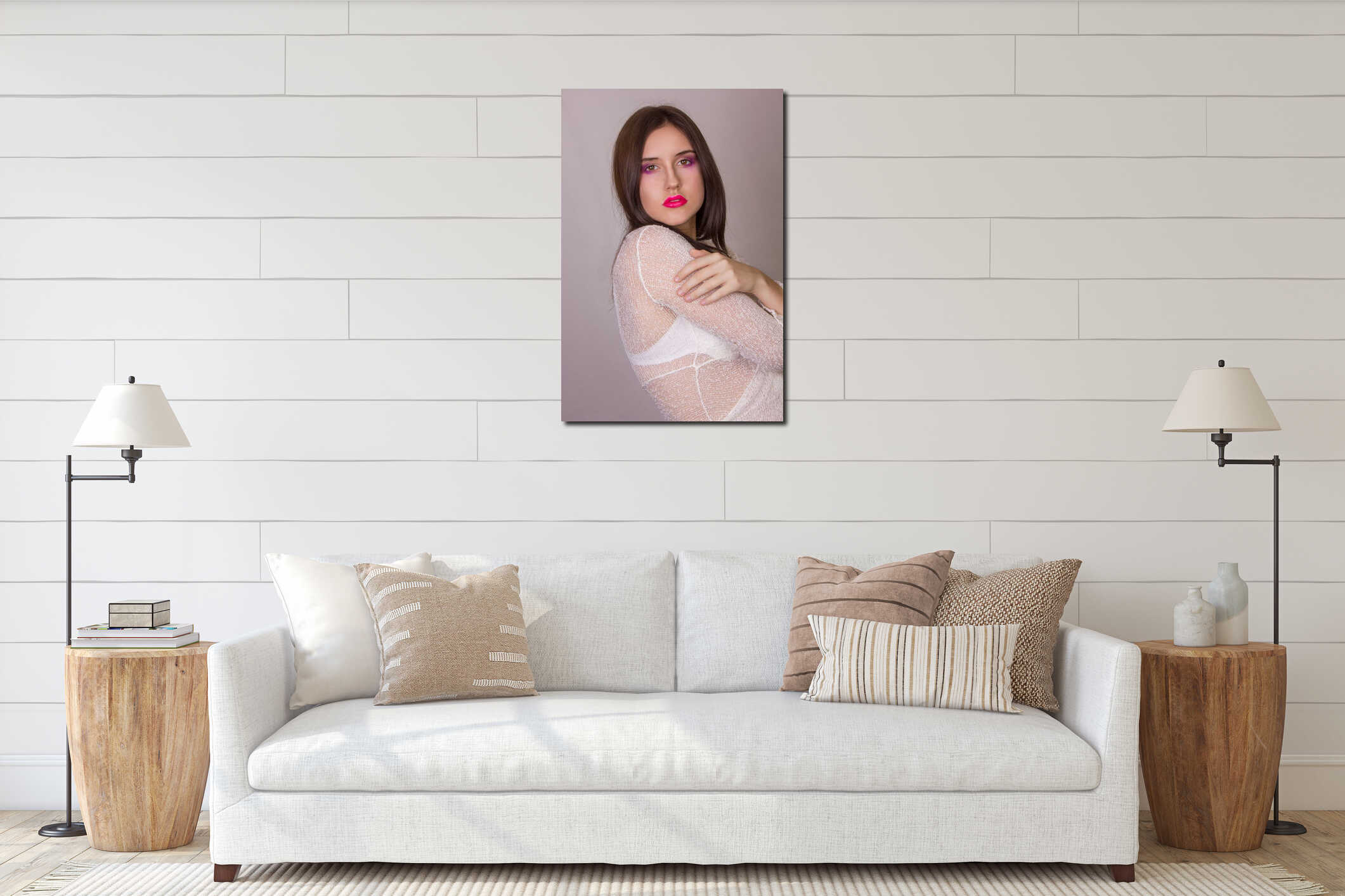 Canvas hanging interior mockup