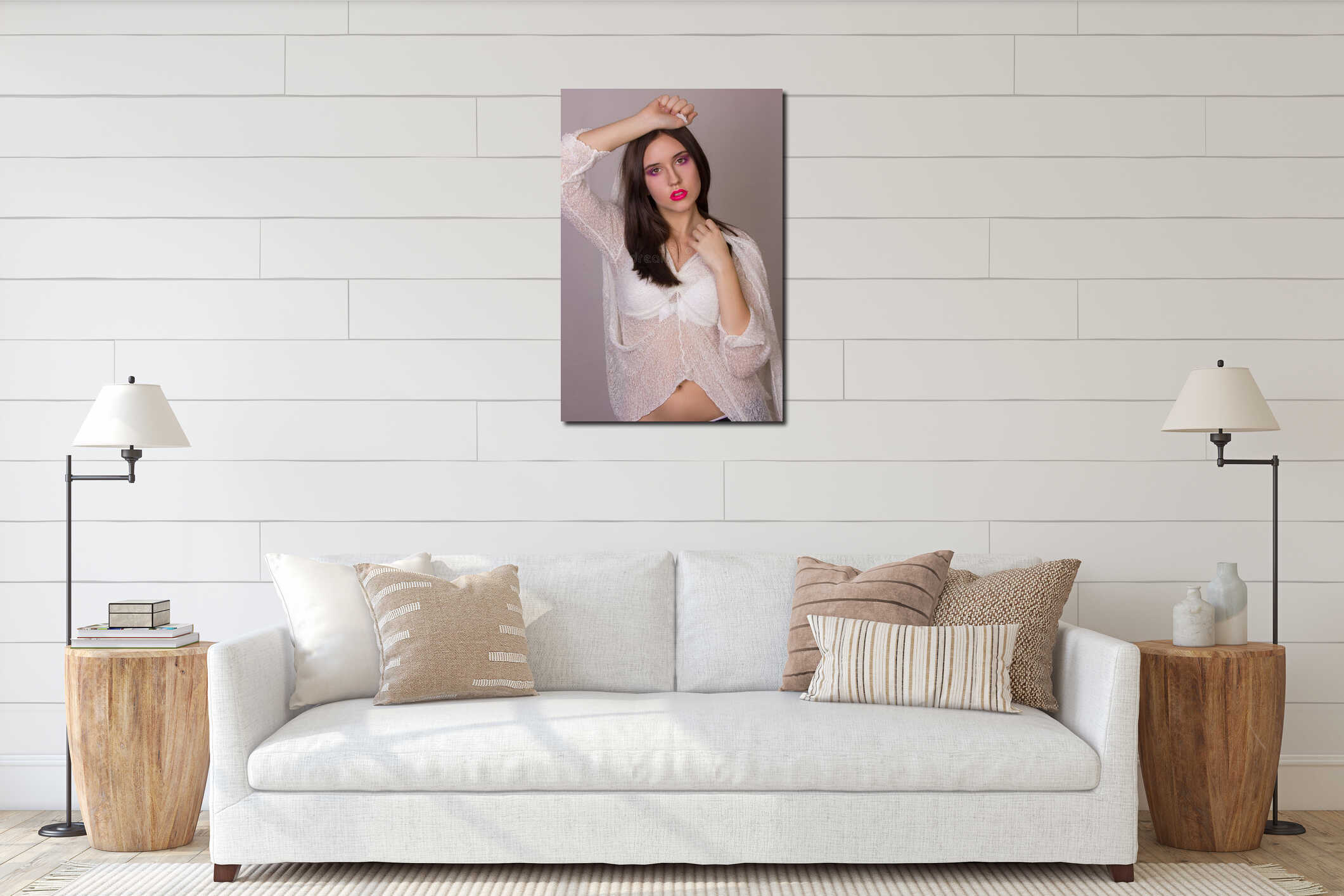Canvas hanging interior mockup