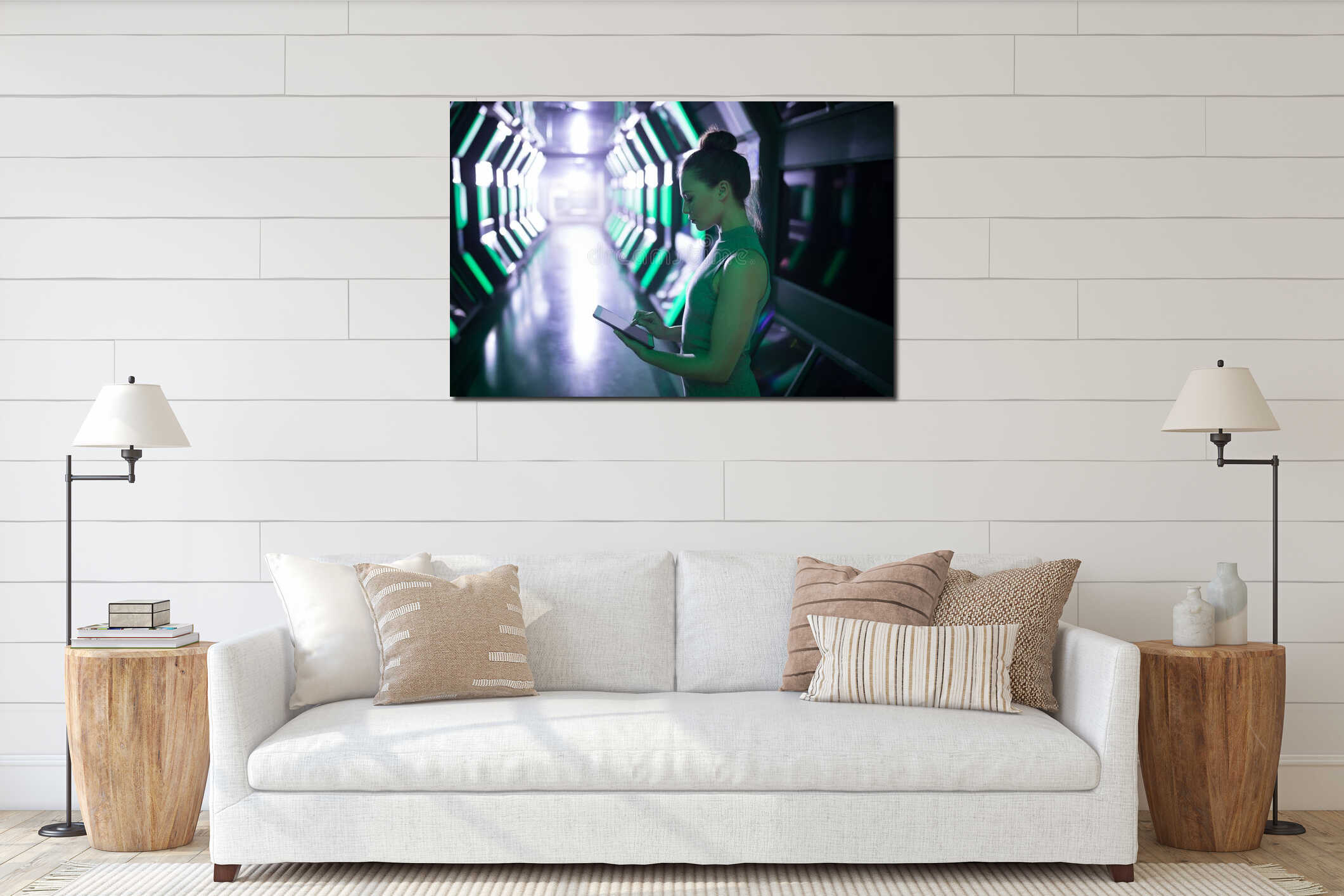 Canvas hanging interior mockup