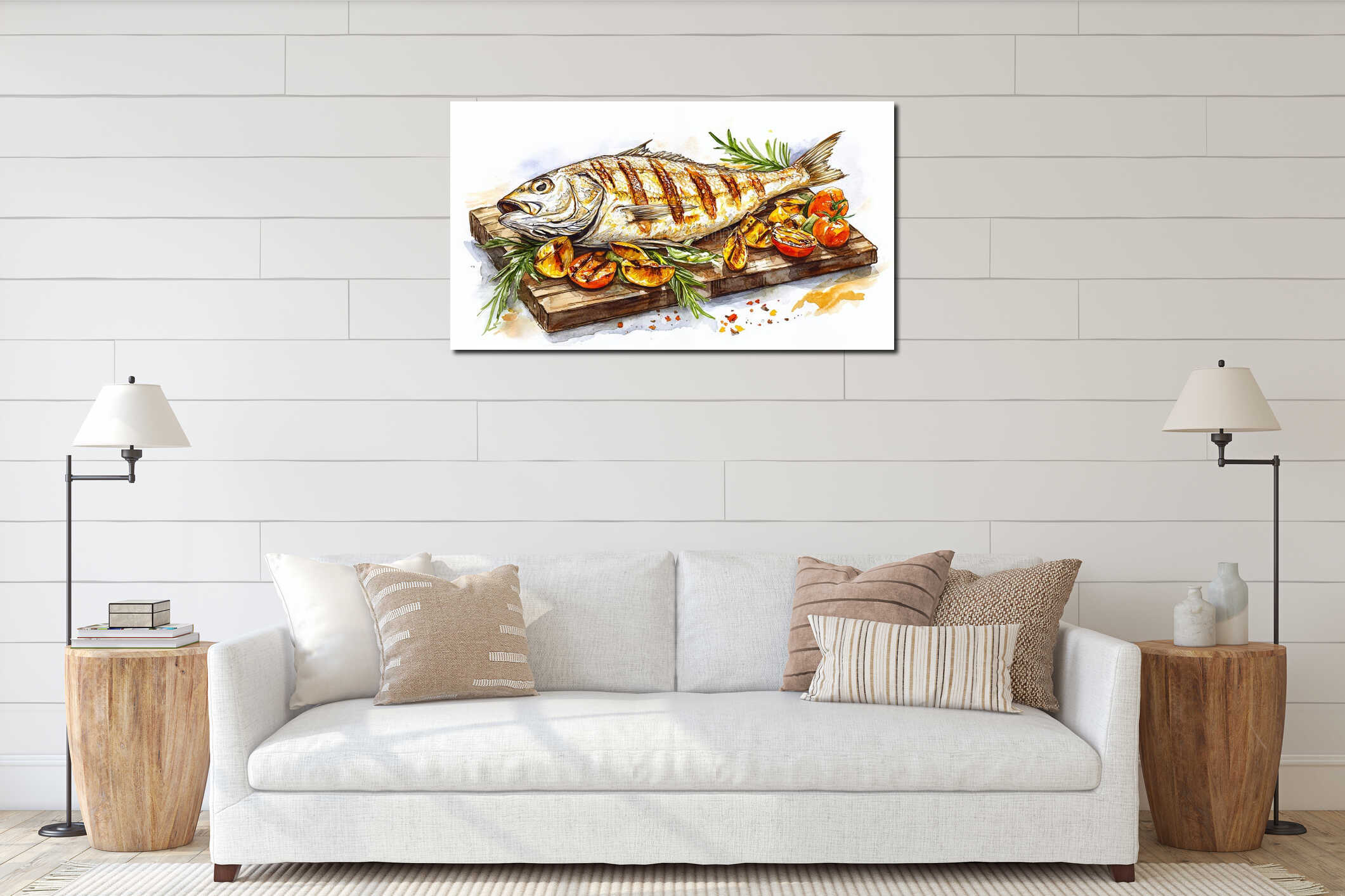 Canvas hanging interior mockup