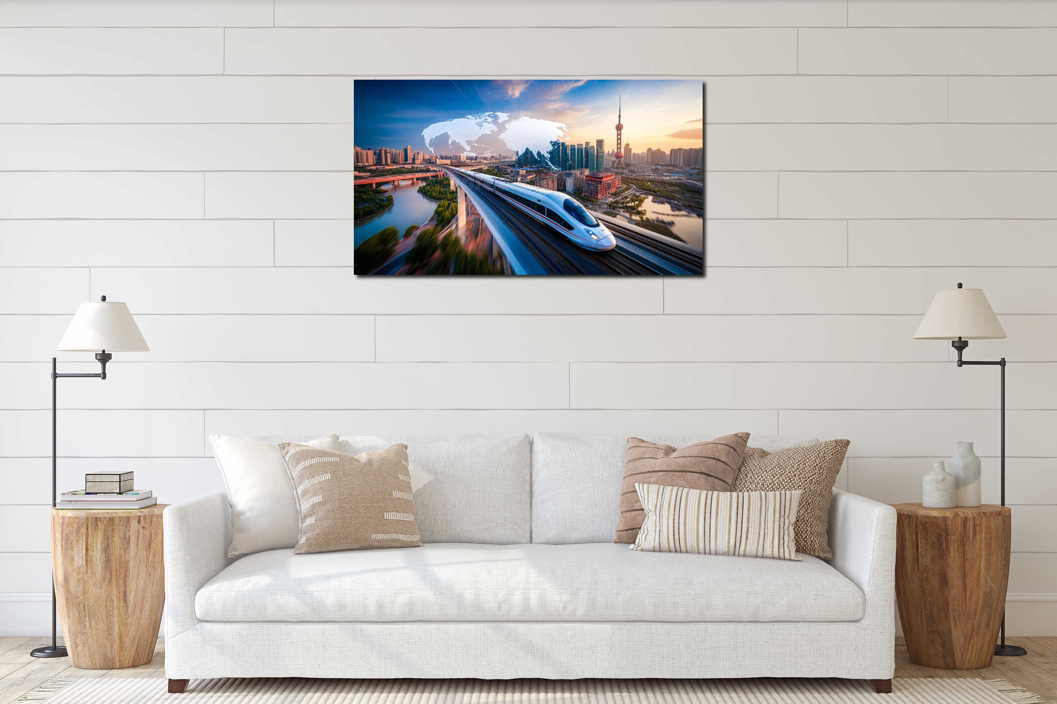 Canvas hanging interior mockup