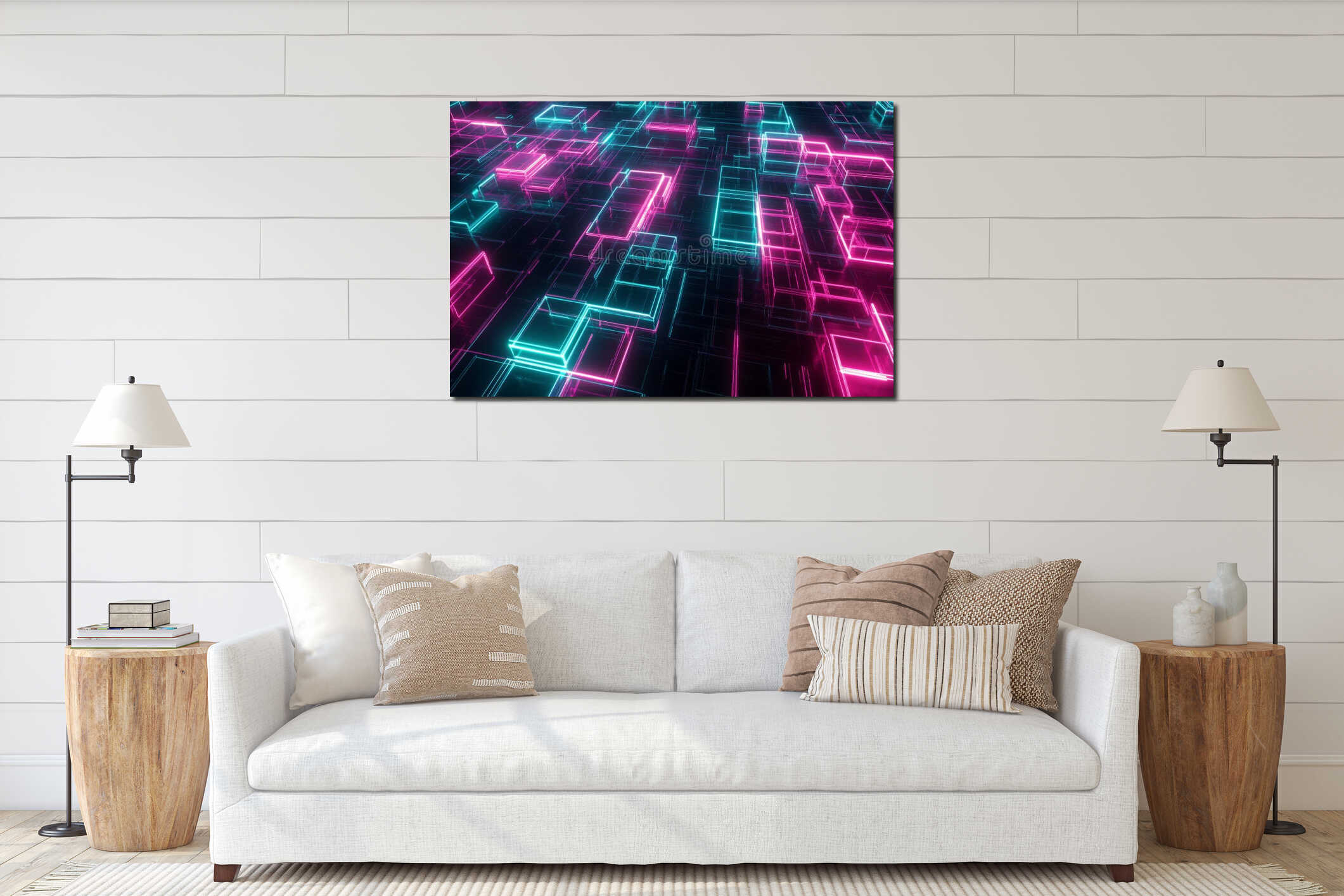 Canvas hanging interior mockup