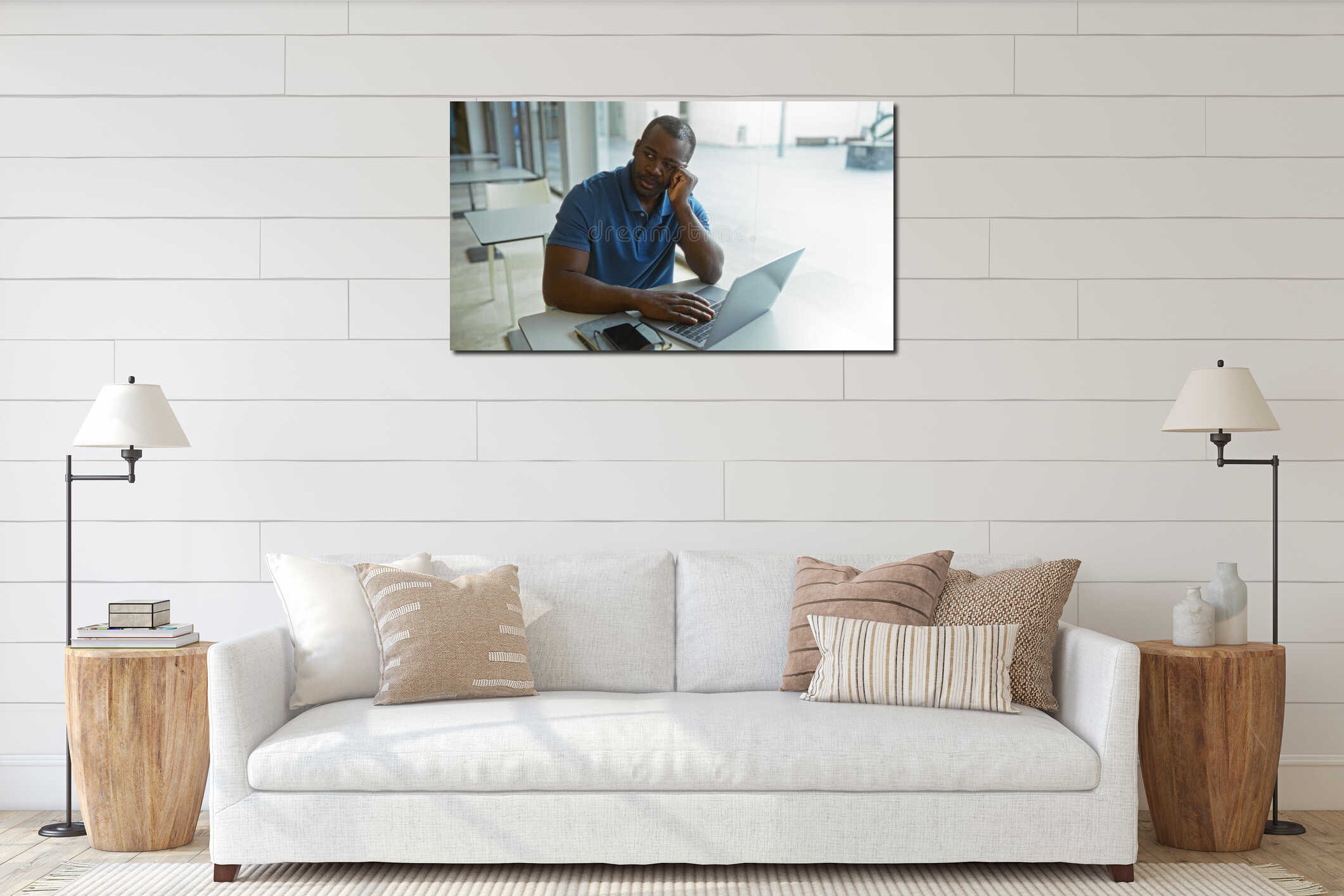 Canvas hanging interior mockup