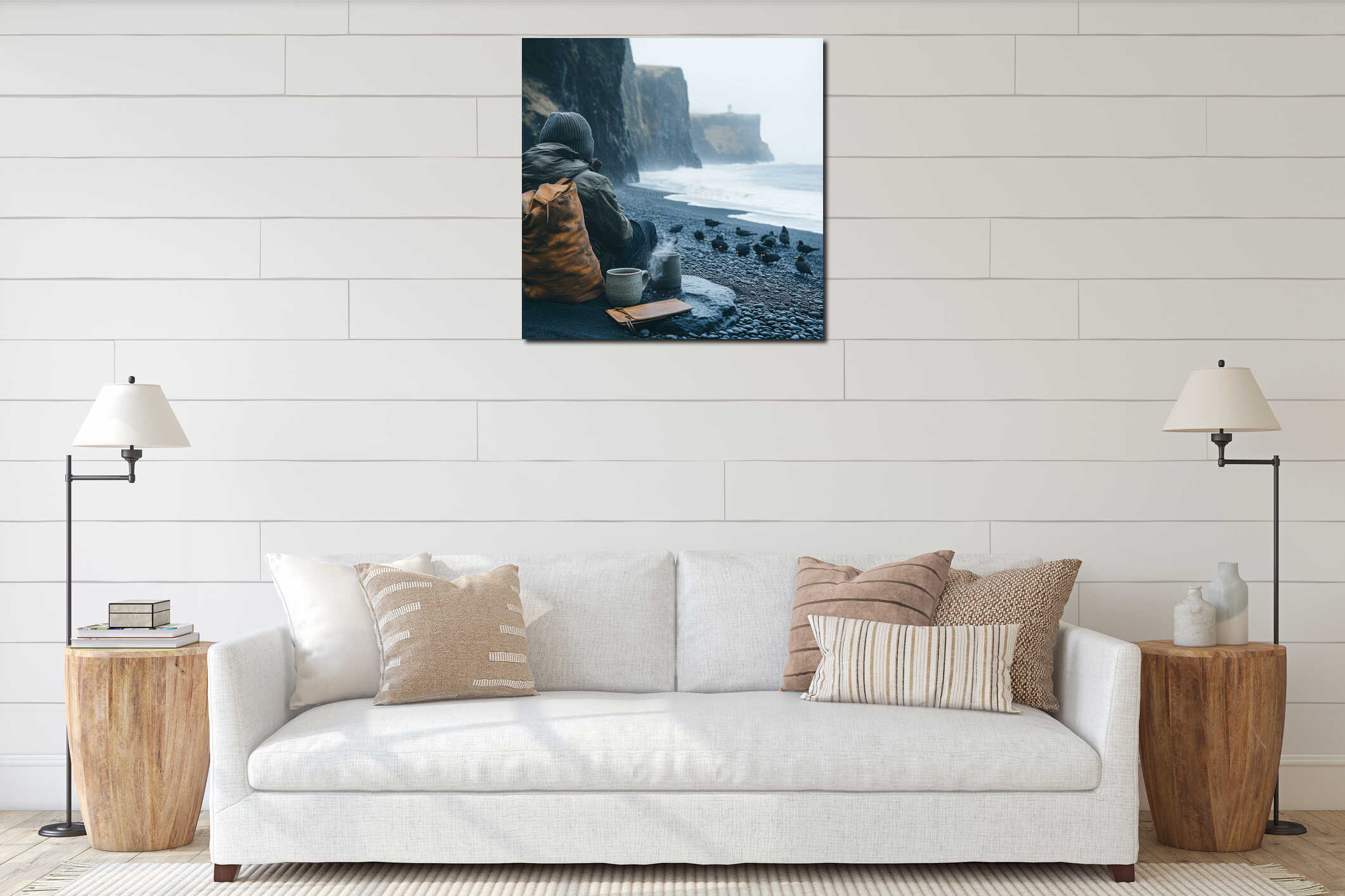 Canvas hanging interior mockup