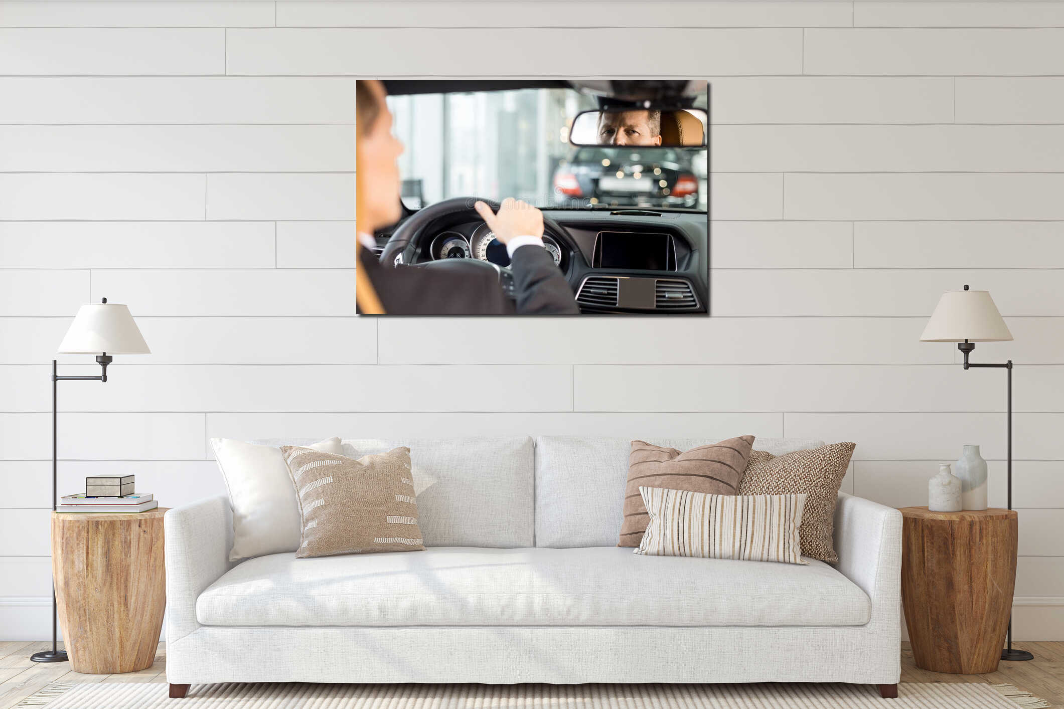 Canvas hanging interior mockup