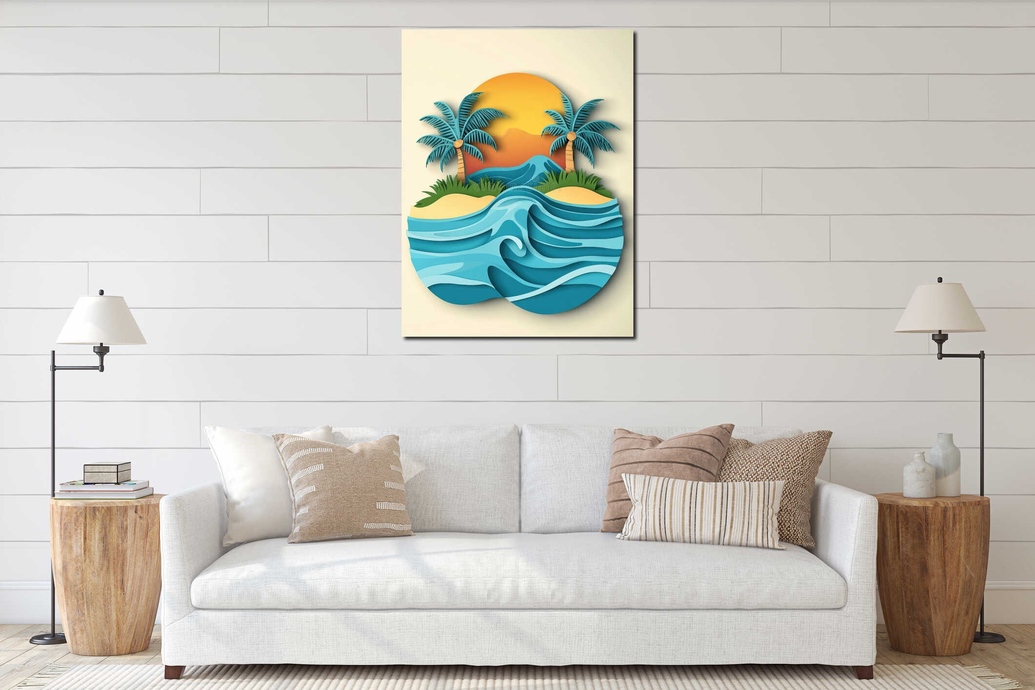 Canvas hanging interior mockup