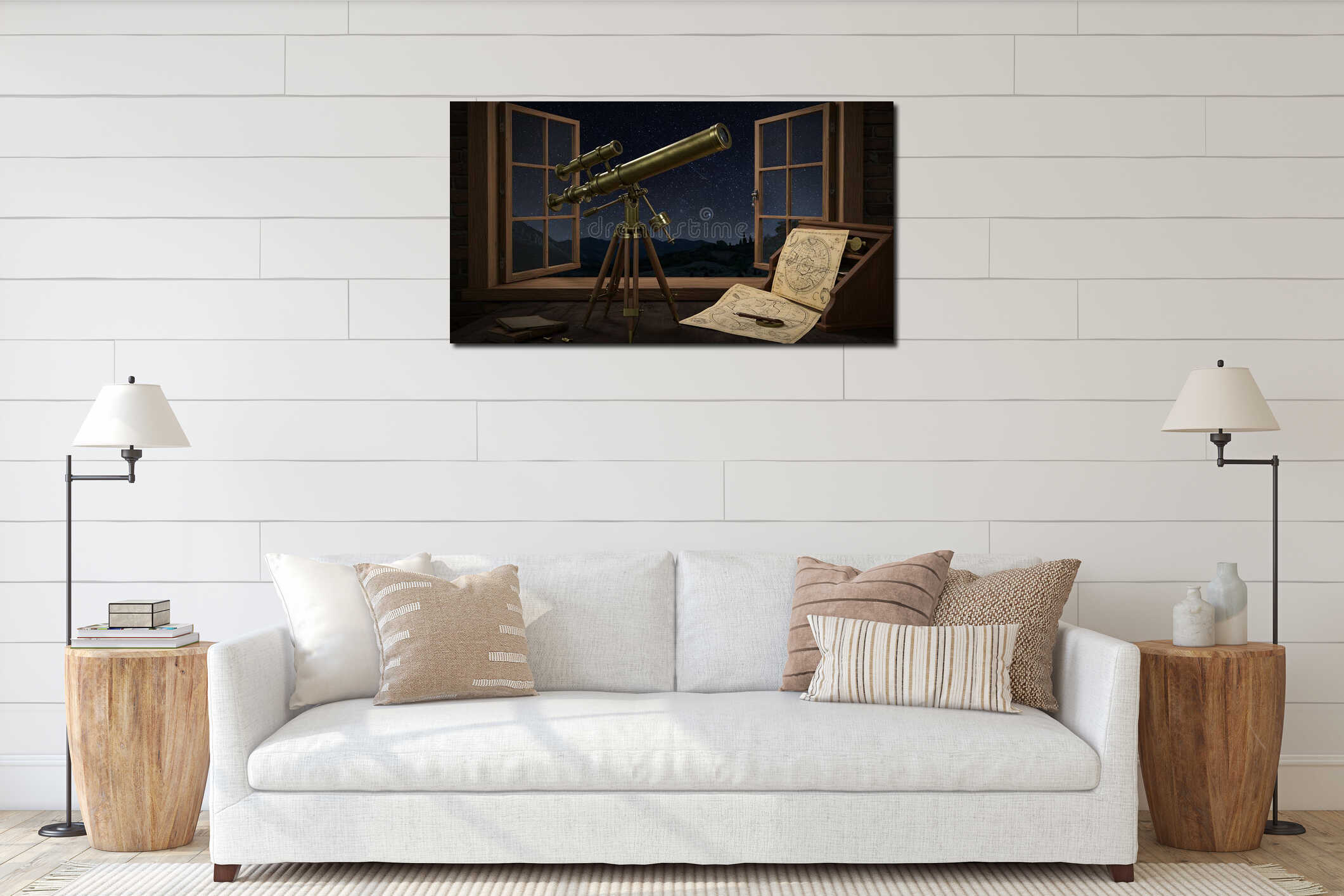 Canvas hanging interior mockup