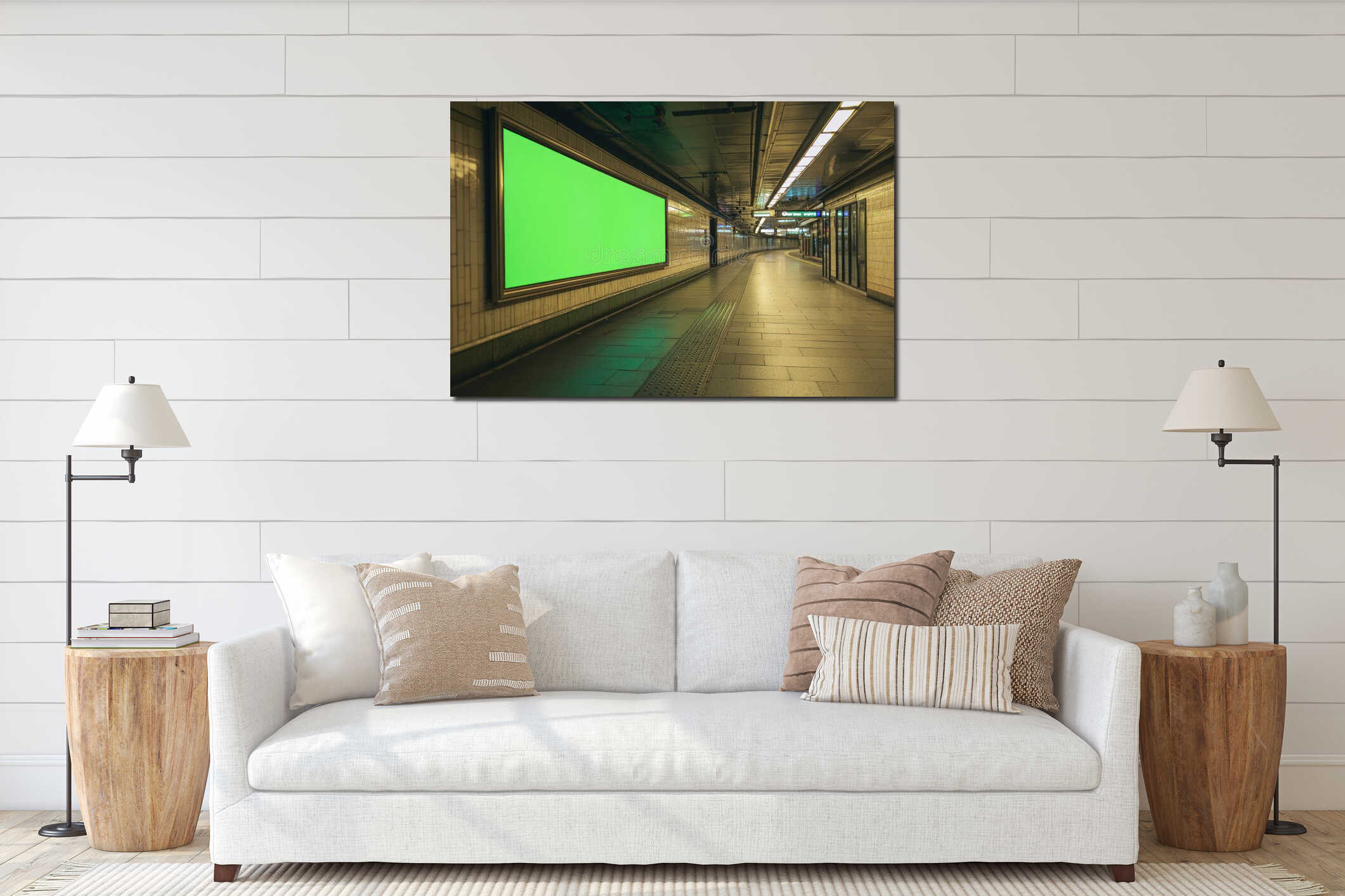 Canvas hanging interior mockup