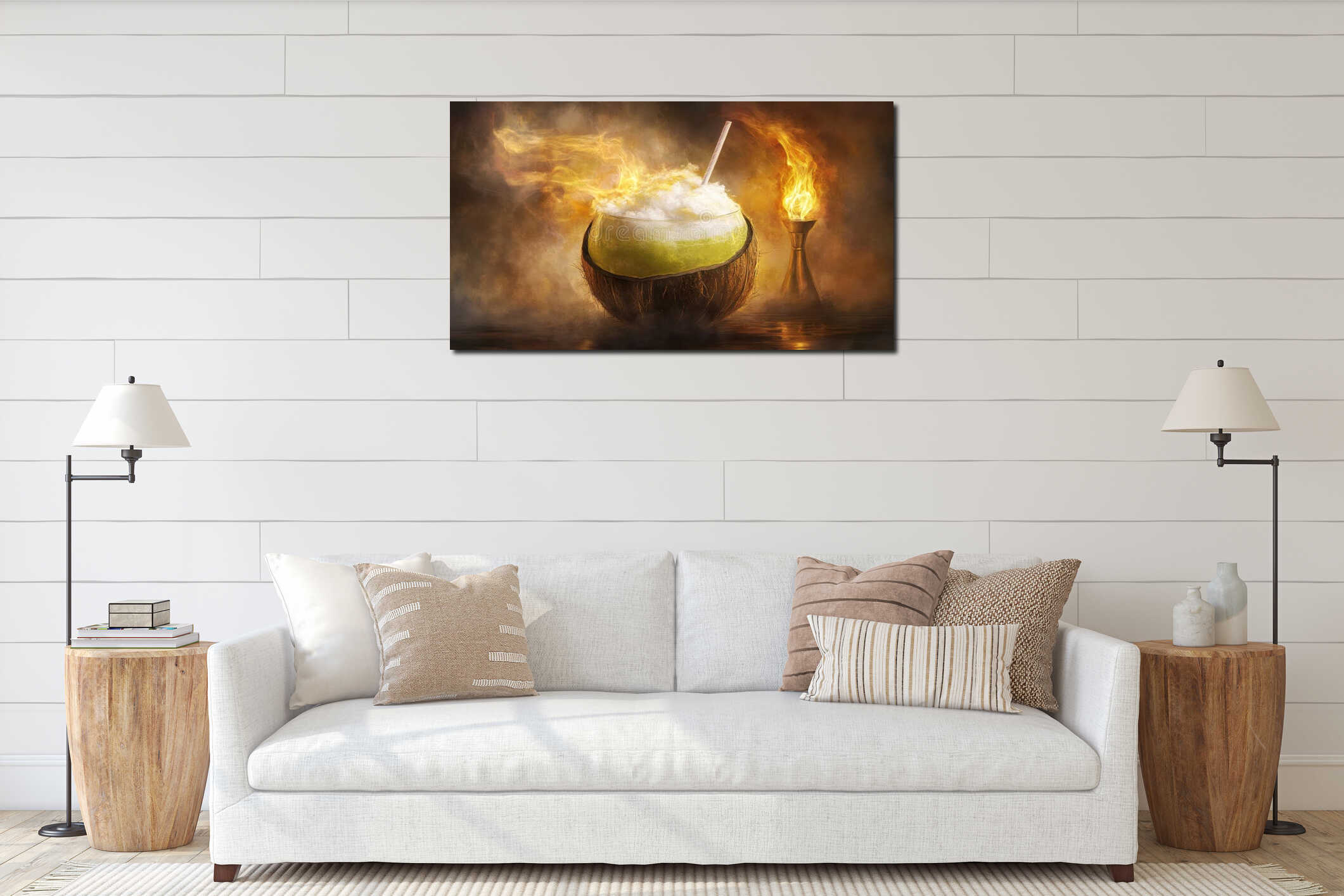 Canvas hanging interior mockup