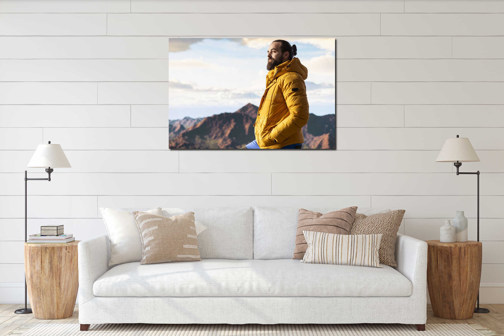 Canvas hanging interior mockup