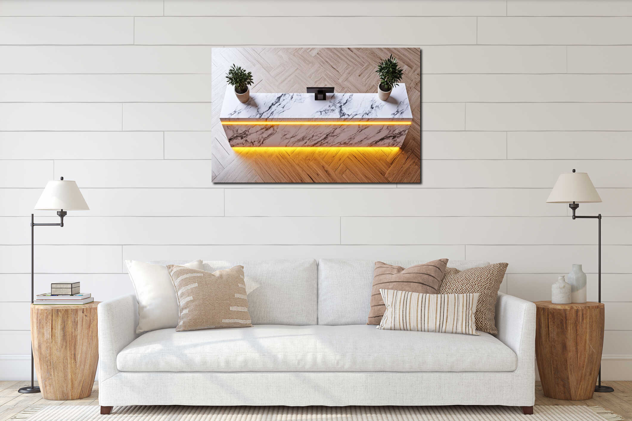 Canvas hanging interior mockup
