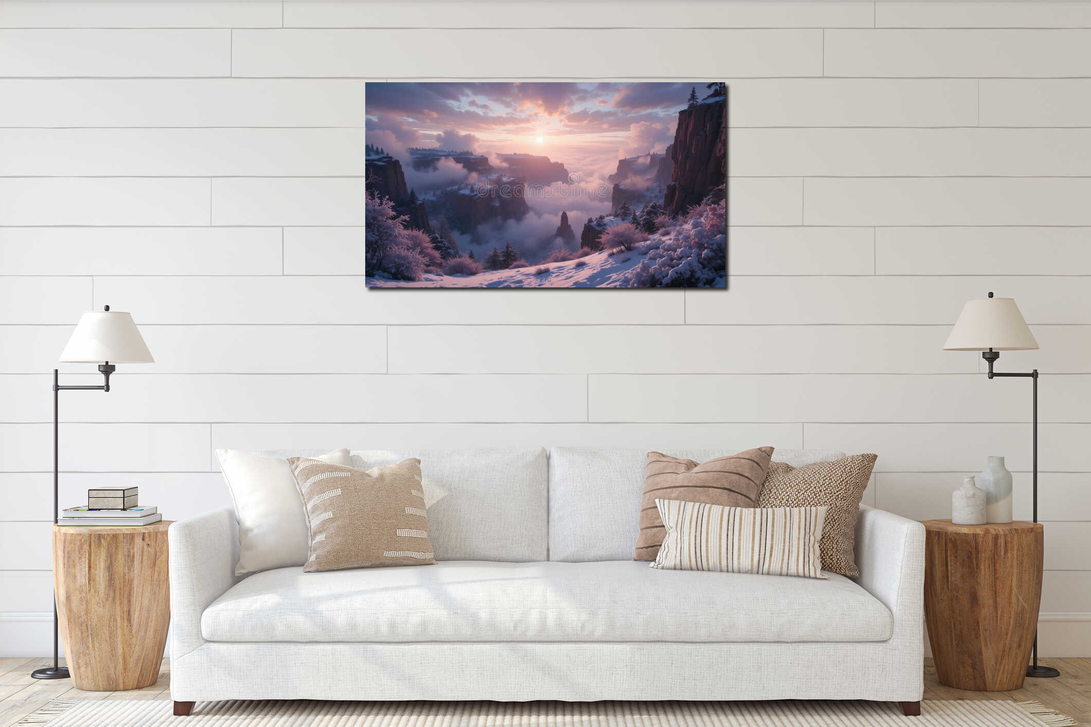 Canvas hanging interior mockup