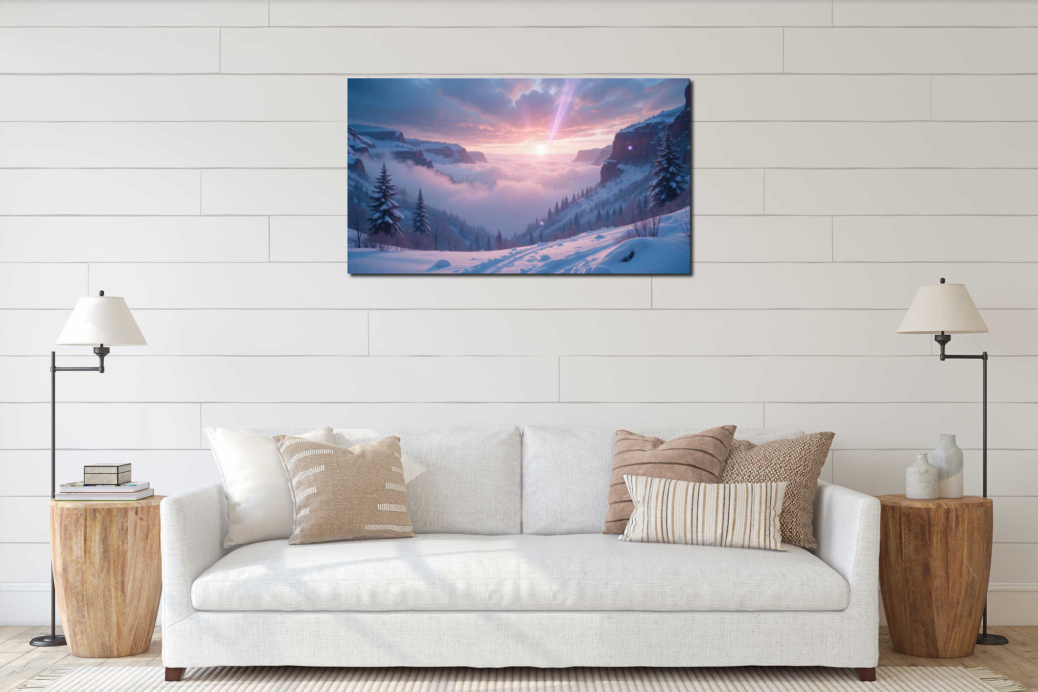 Canvas hanging interior mockup