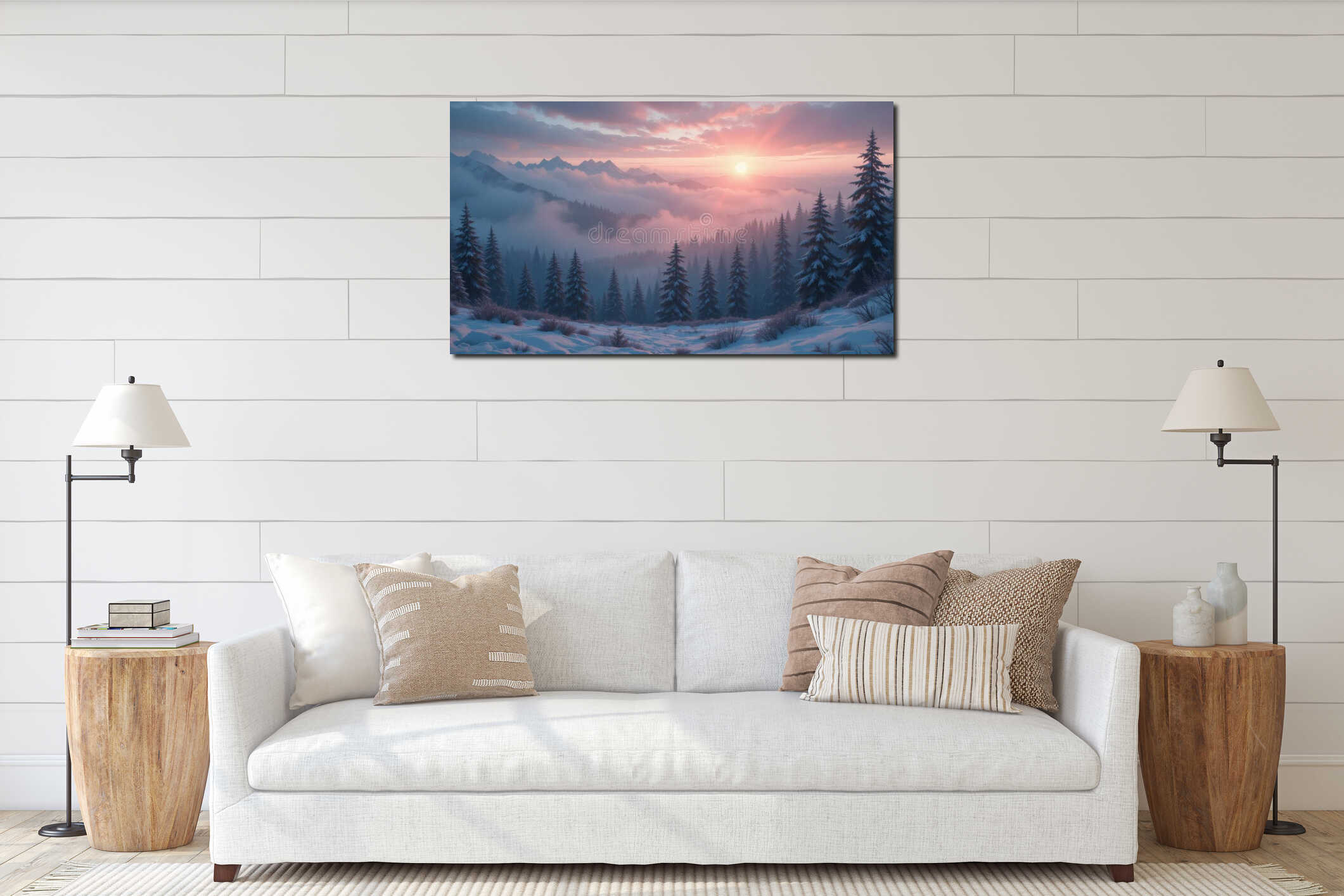 Canvas hanging interior mockup