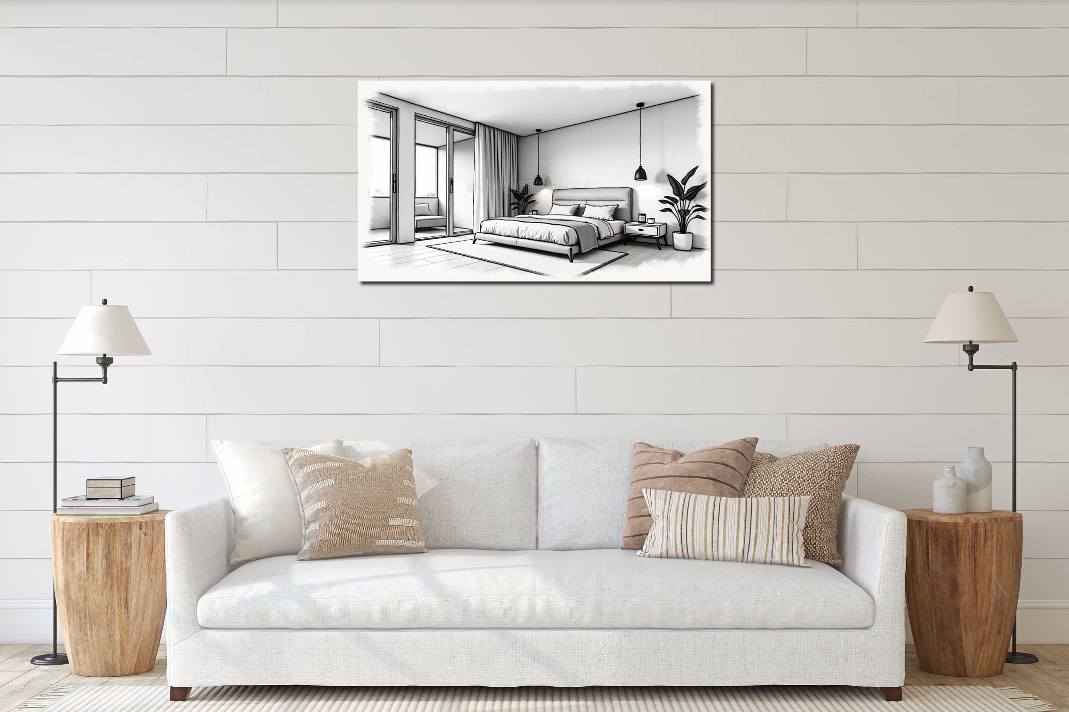 Canvas hanging interior mockup