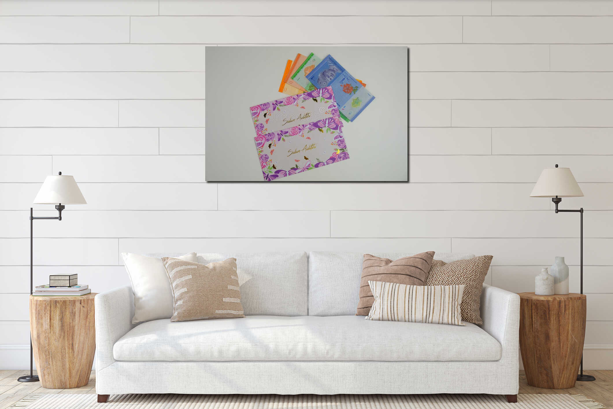 Canvas hanging interior mockup