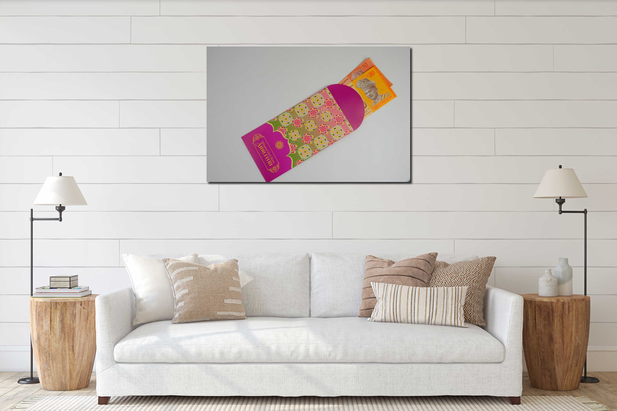Canvas hanging interior mockup