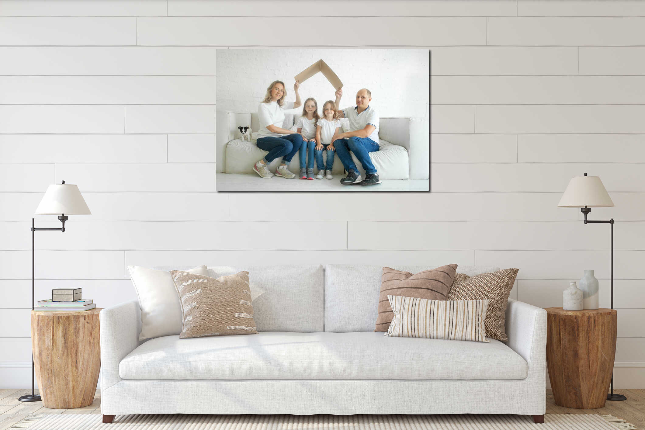 Canvas hanging interior mockup