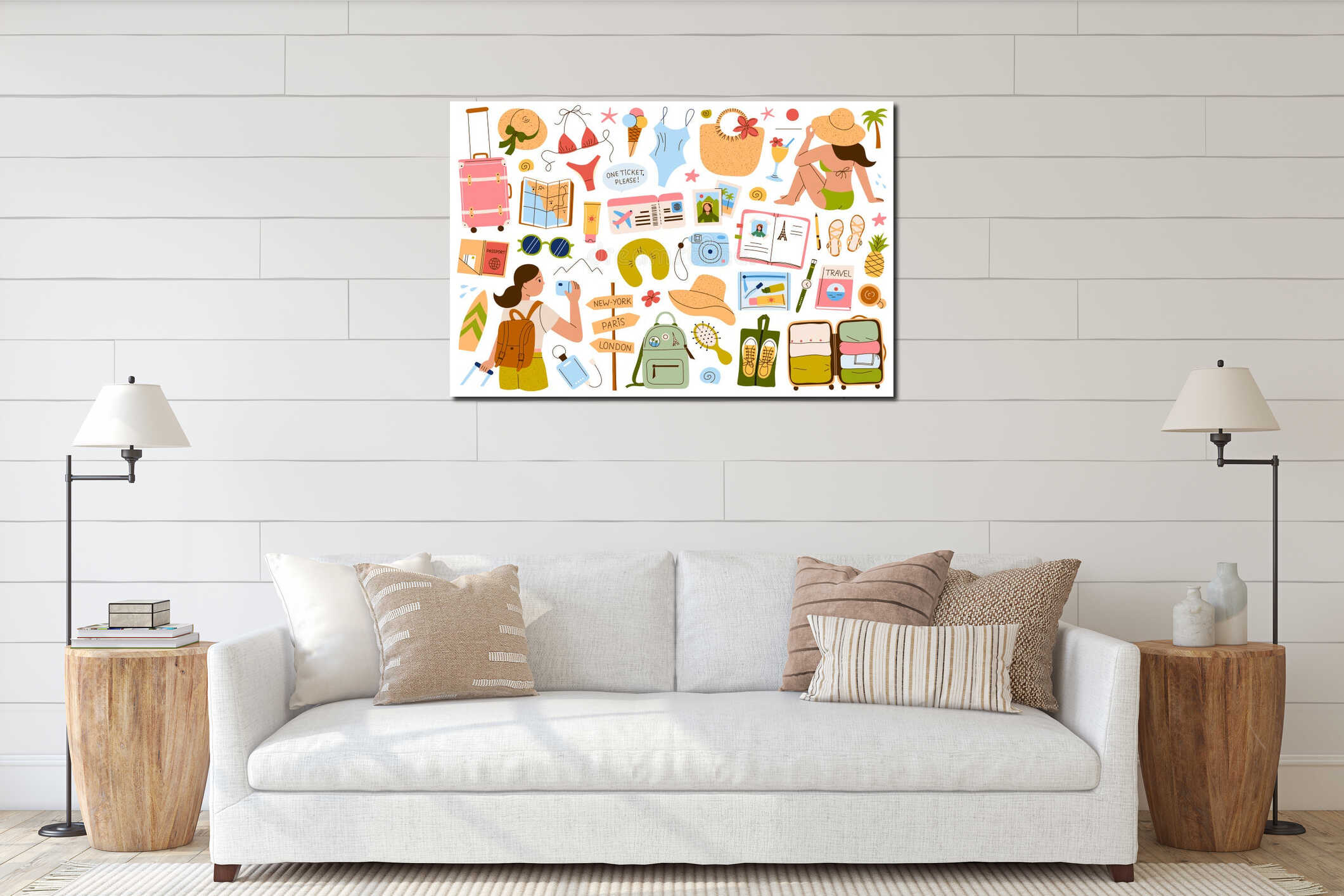 Canvas hanging interior mockup