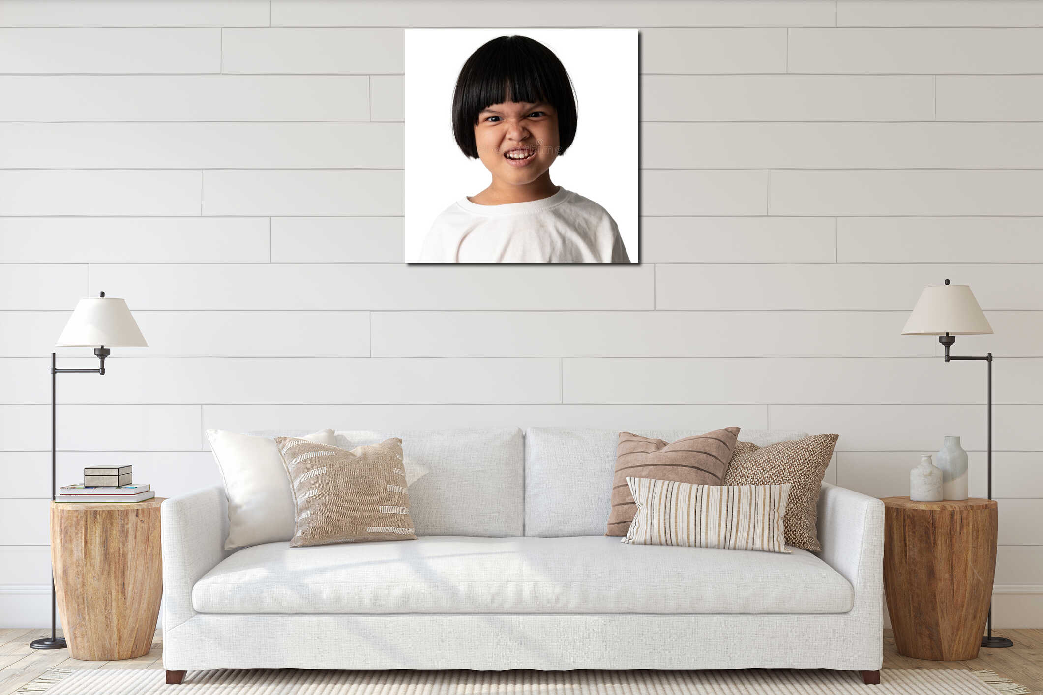 Canvas hanging interior mockup