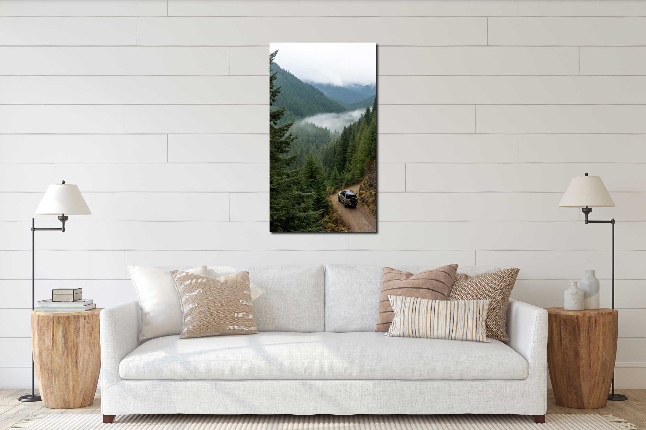 Canvas hanging interior mockup