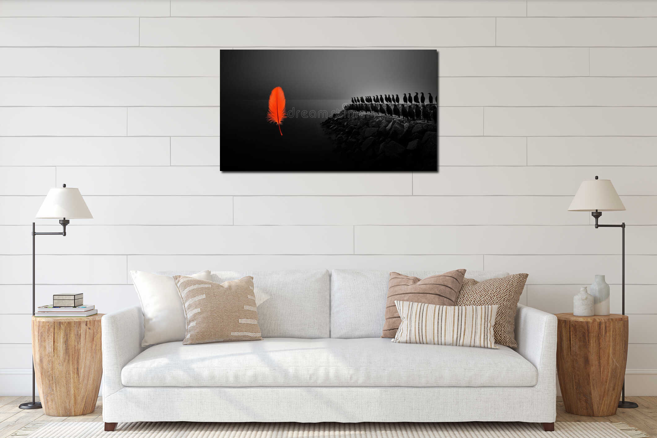 Canvas hanging interior mockup